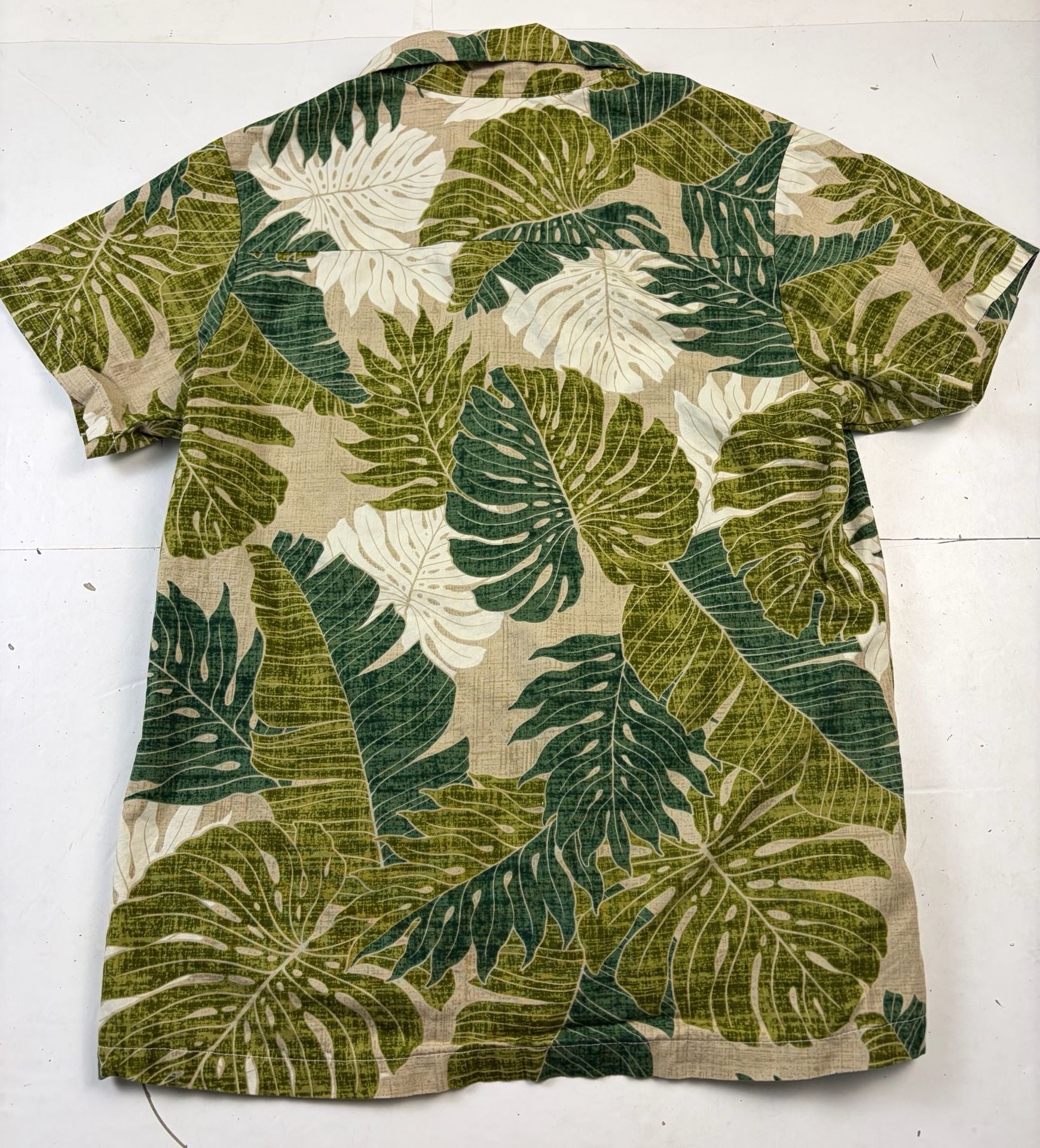 Malihini Hawaii Tropical Leaf Hawaiian Collared Button Down Shirt Green Size M (OF) 7