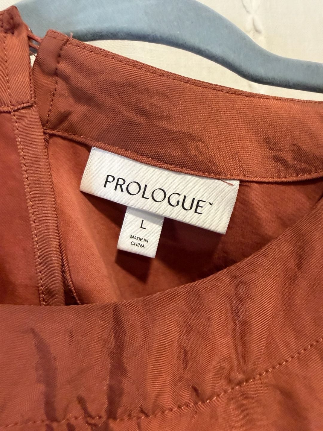 Prologue Womens L Rust Orange Puff Sleeve Blouse Ruched Balloon Sleeve Boho Top 4