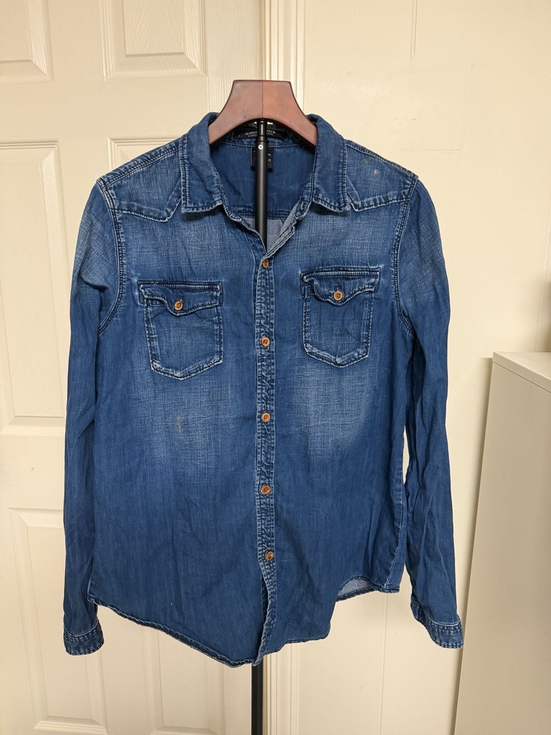 Maison Scotch Amsterdams Blauw Denim Shirt Blue Cotton/165 9