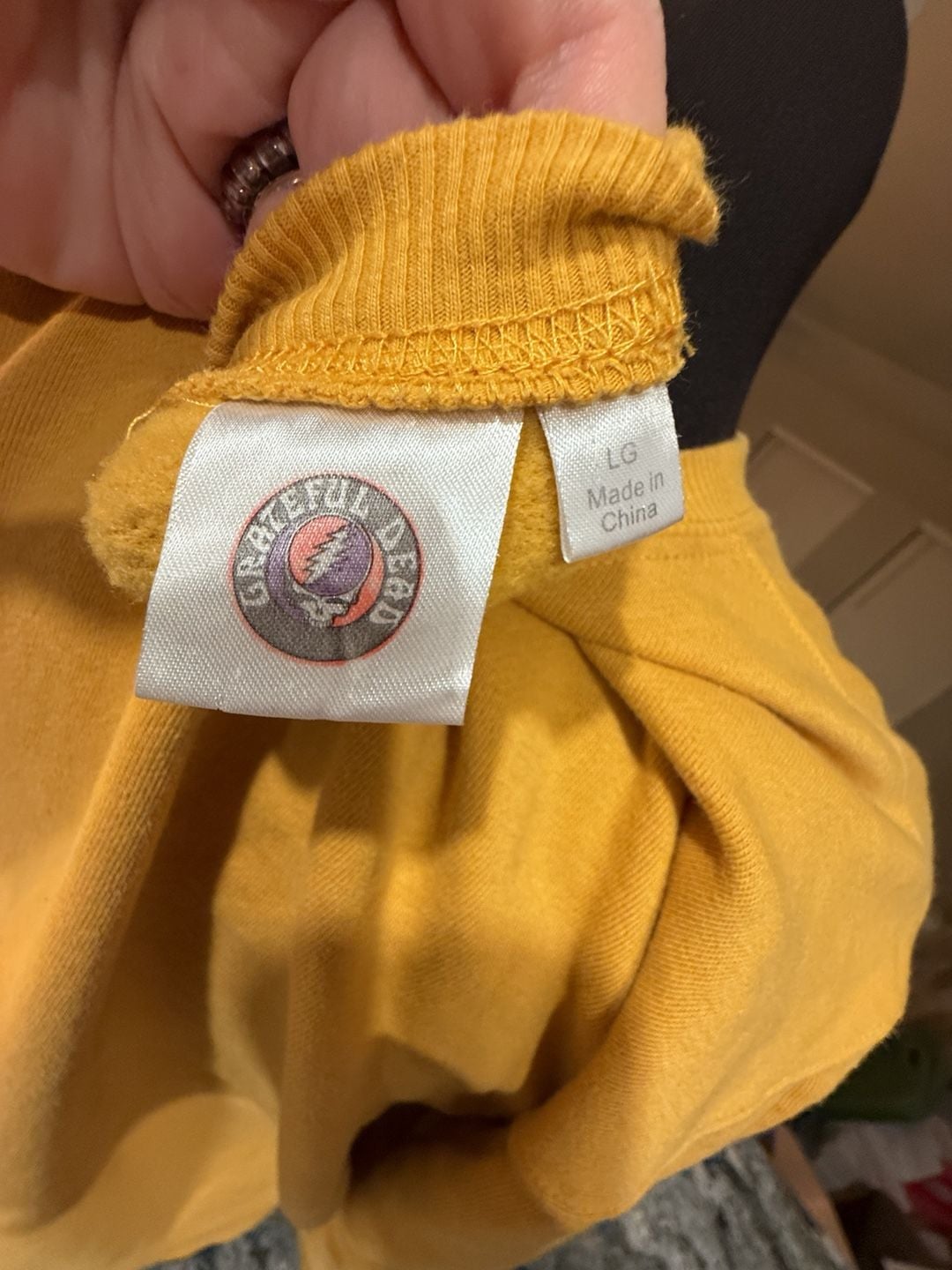 Grateful Dead Sweatshirt Size LG Yellow Grateful Forever Dancing Bear 4