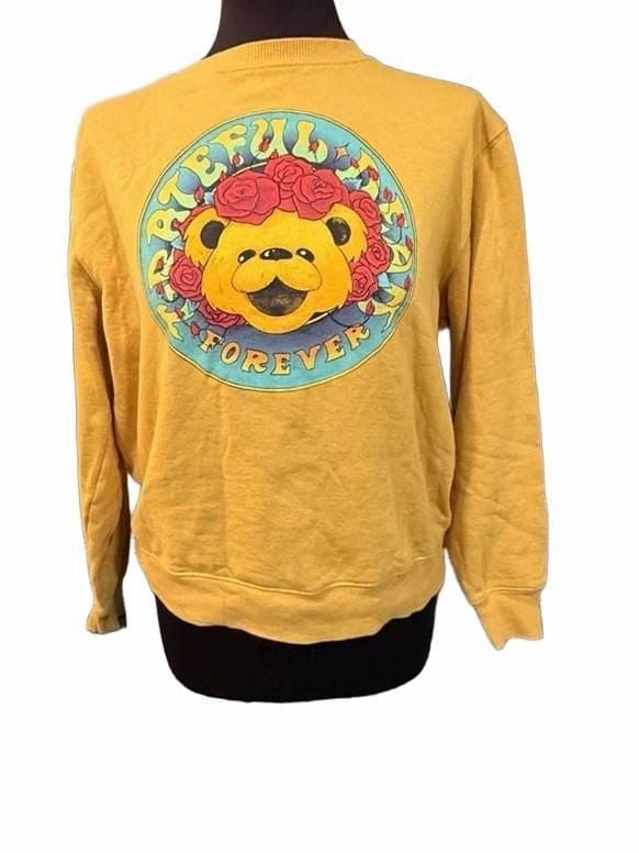 Grateful Dead Sweatshirt Size LG Yellow Grateful Forever Dancing Bear 1