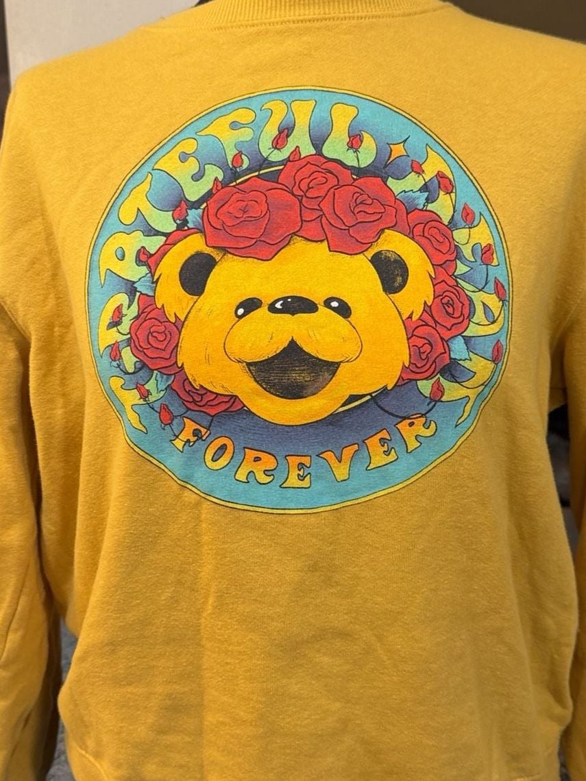Grateful Dead Sweatshirt Size LG Yellow Grateful Forever Dancing Bear 2