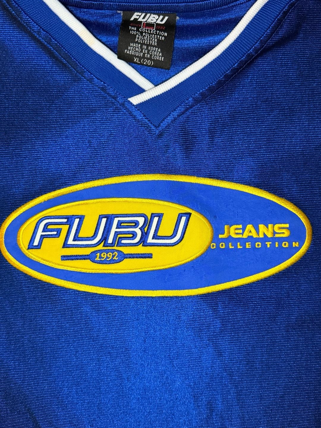 Vtg FUBU Jeans Collection Jersey Size XL 1992 Blue Yellow 3