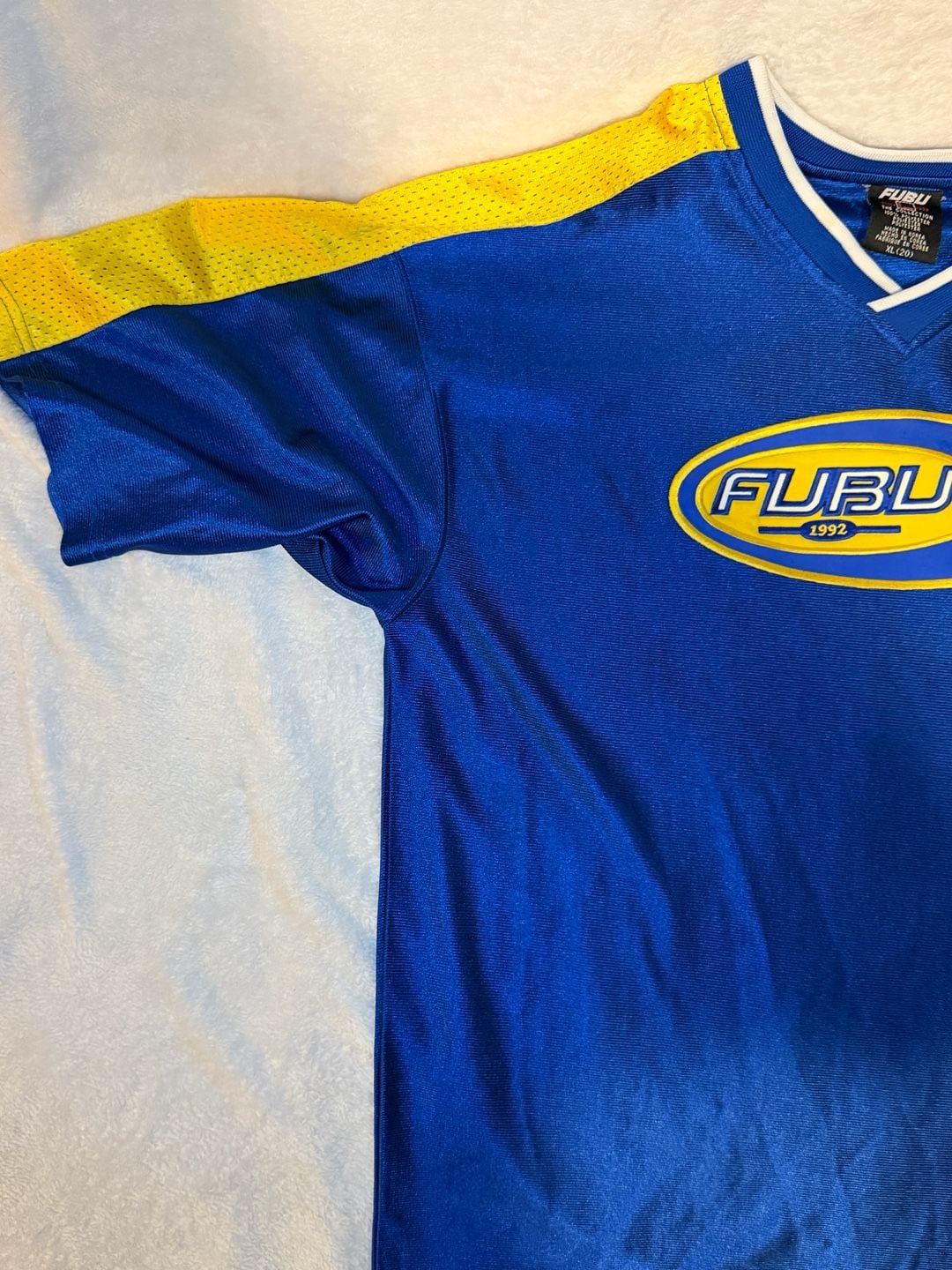 Vtg FUBU Jeans Collection Jersey Size XL 1992 Blue Yellow 4