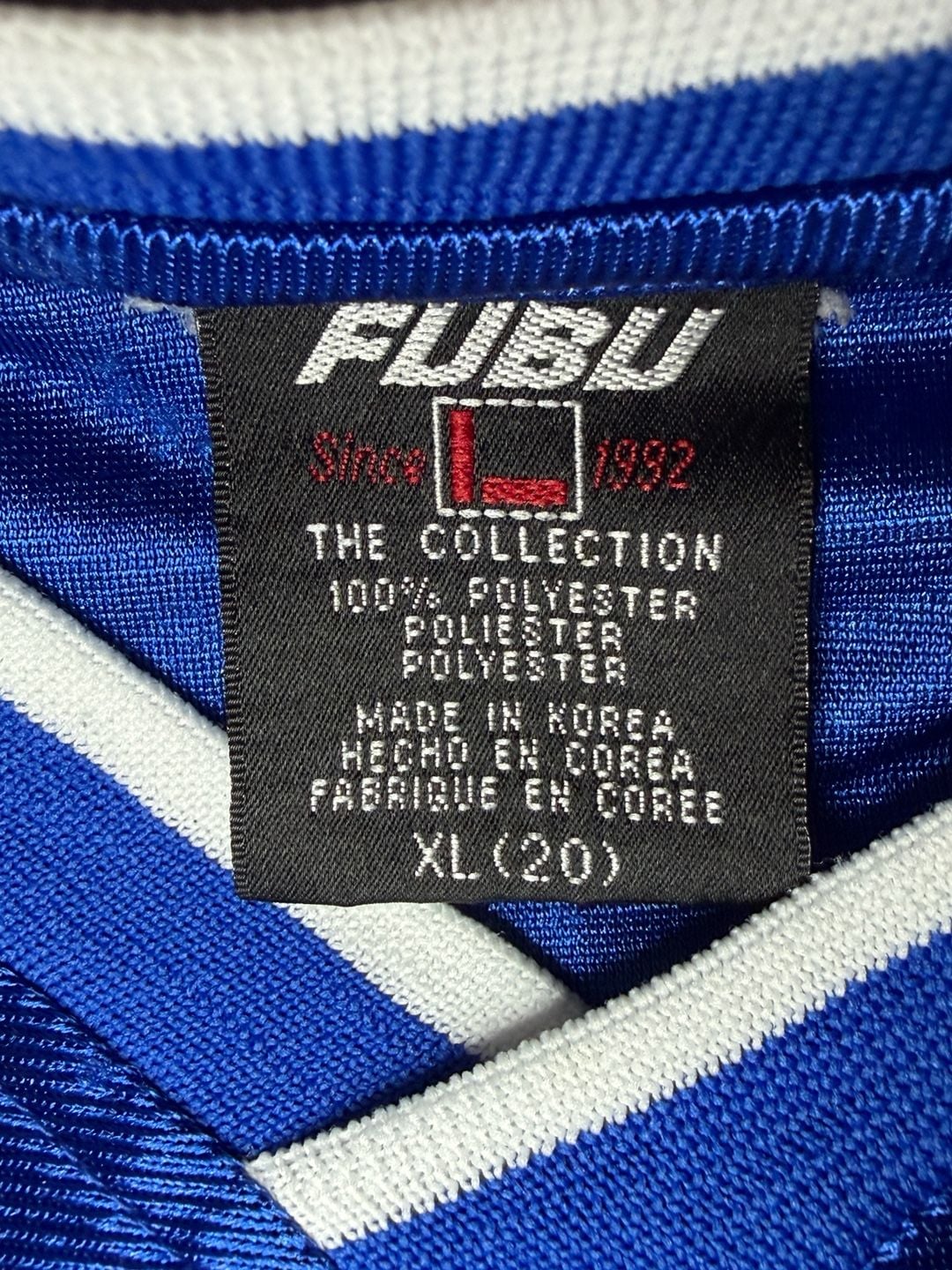 Vtg FUBU Jeans Collection Jersey Size XL 1992 Blue Yellow 6