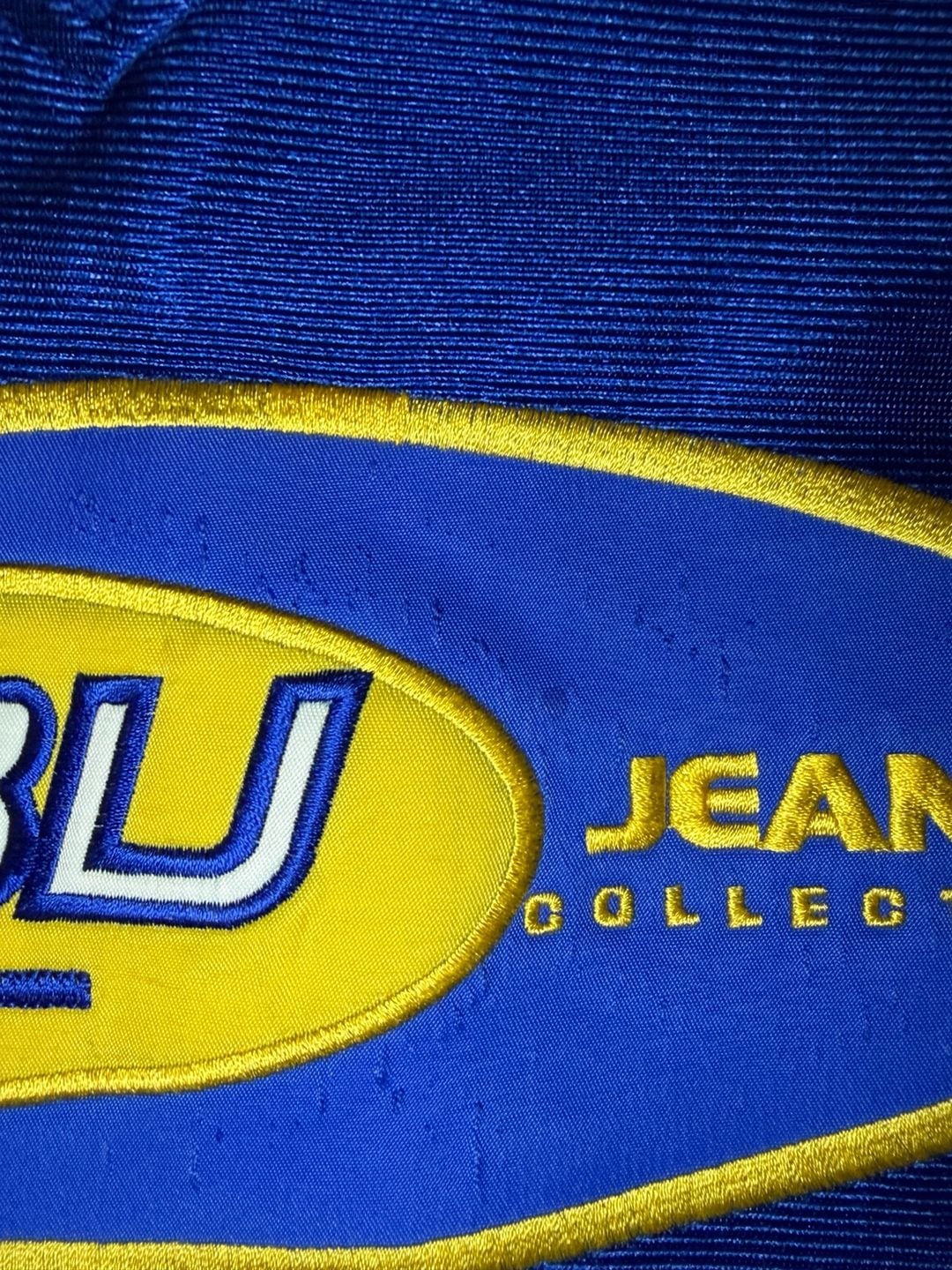 Vtg FUBU Jeans Collection Jersey Size XL 1992 Blue Yellow 9