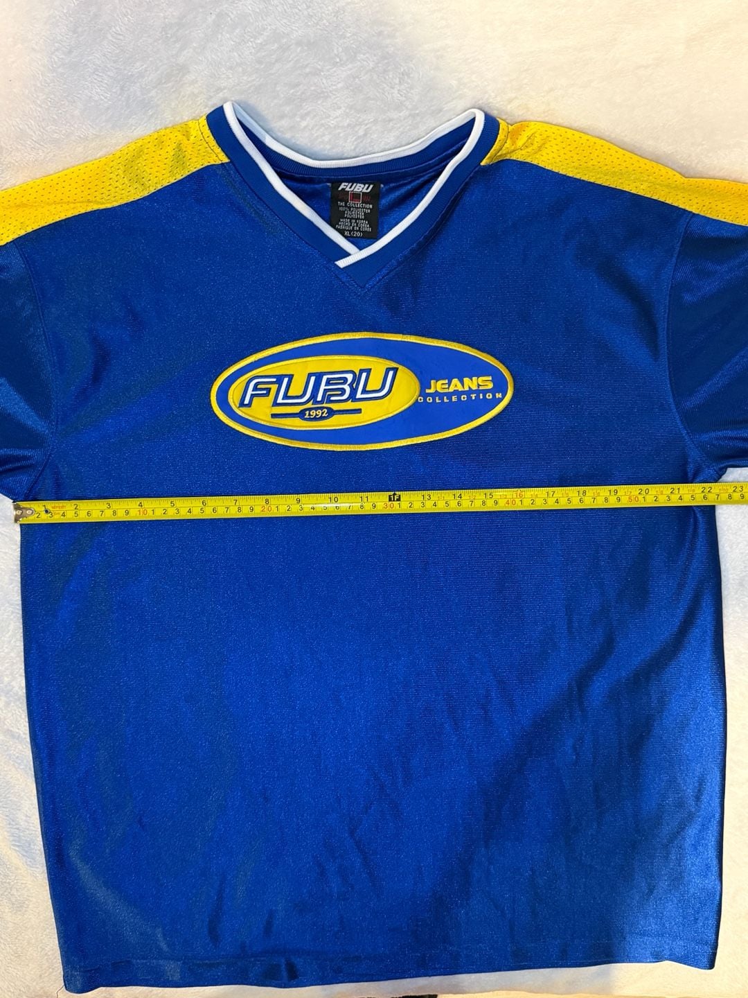 Vtg FUBU Jeans Collection Jersey Size XL 1992 Blue Yellow 12