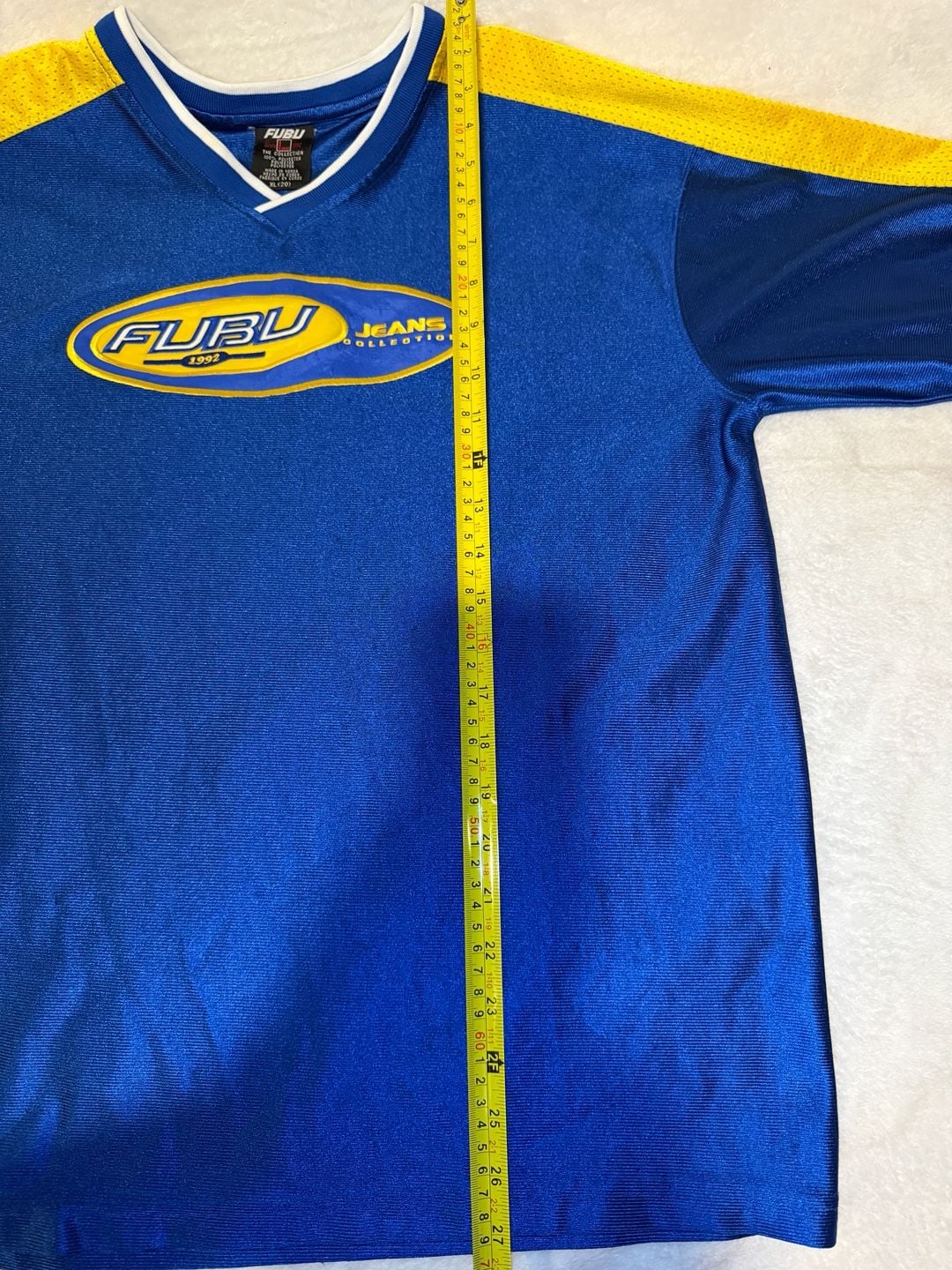 Vtg FUBU Jeans Collection Jersey Size XL 1992 Blue Yellow 13