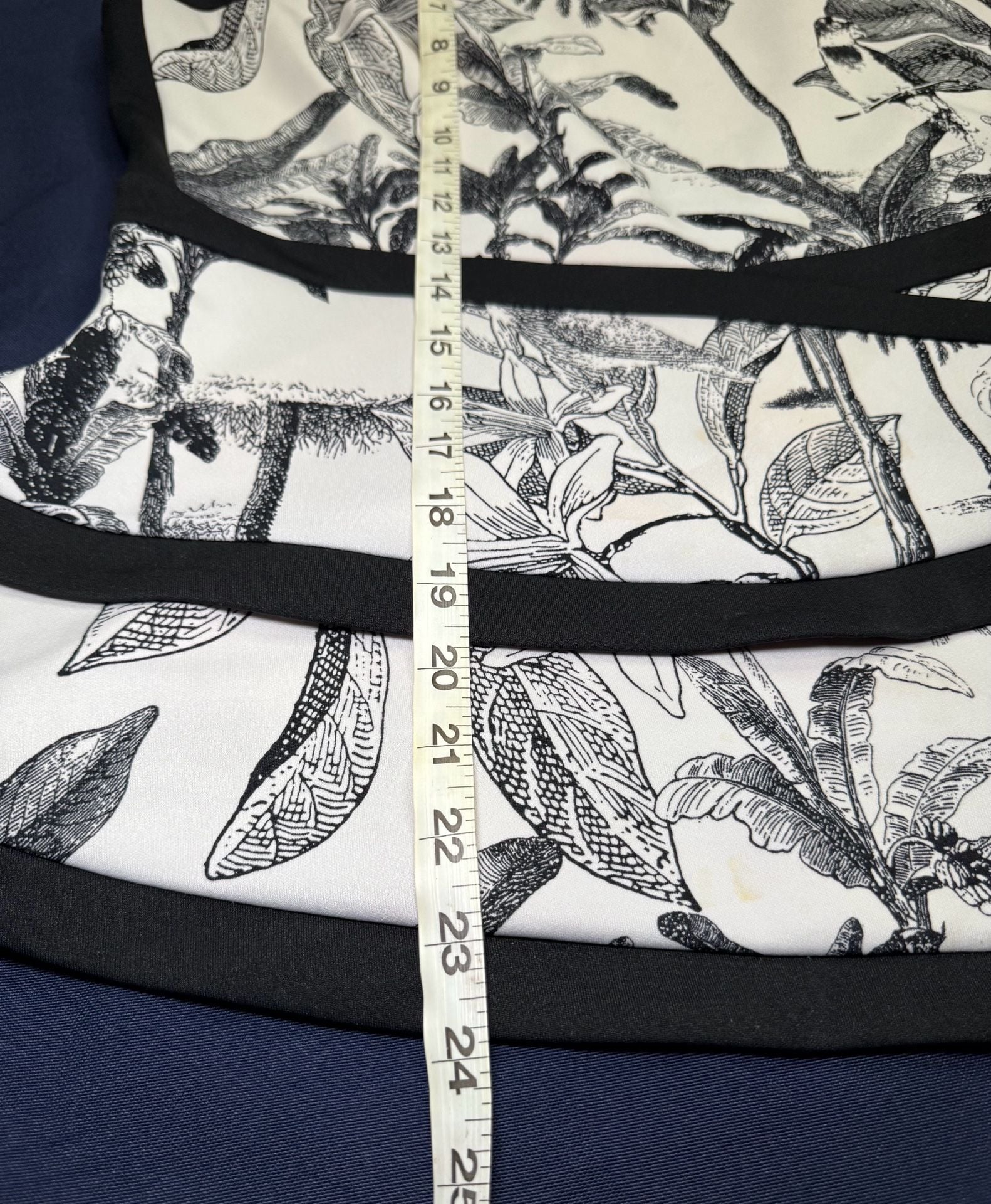 Worthington Tropical Bird Print Peplum Top L Black White Sleeveless Botanical 6