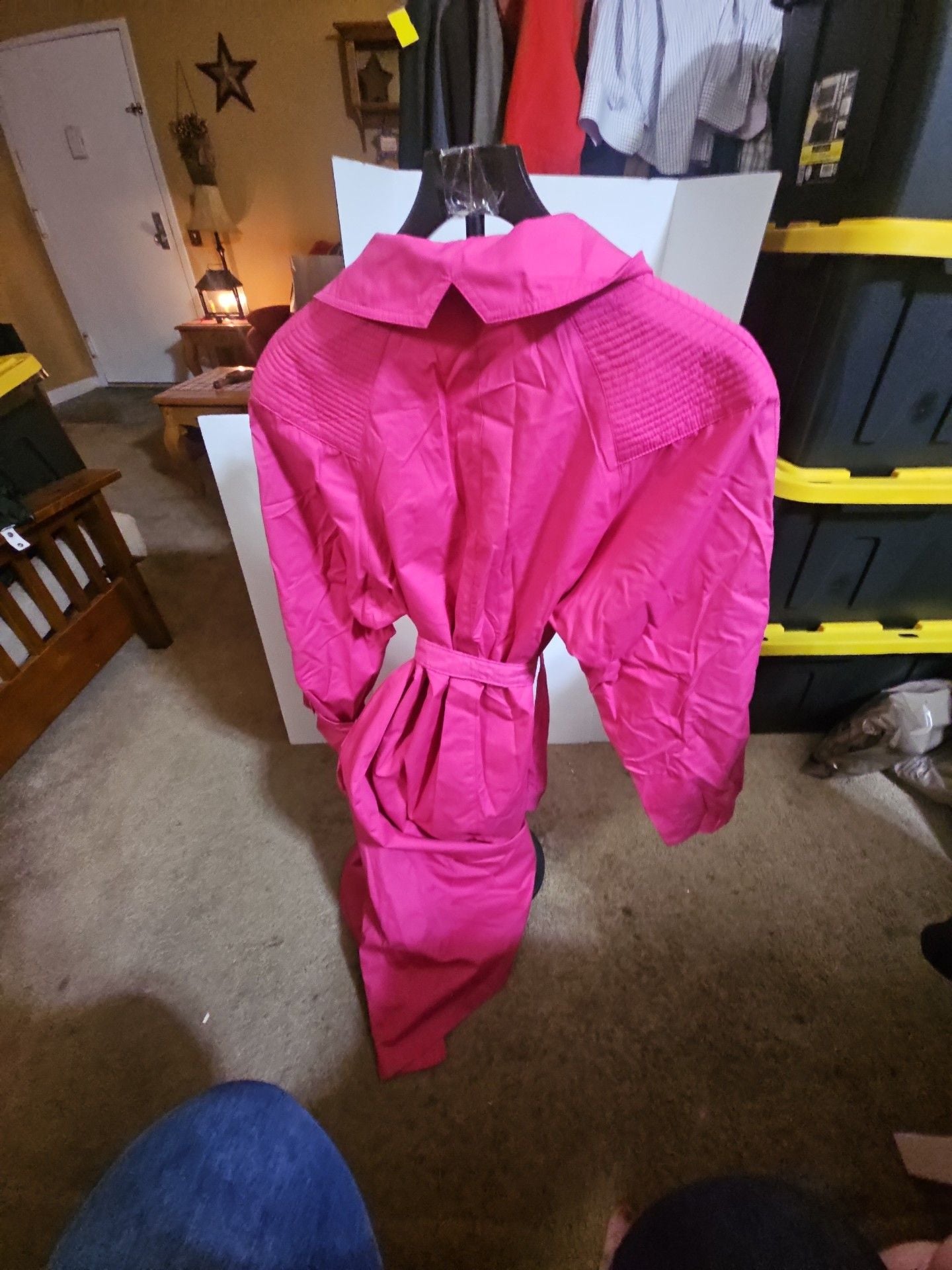 Jacket Set Trench Coat Size 15/16 Pink Belted 2