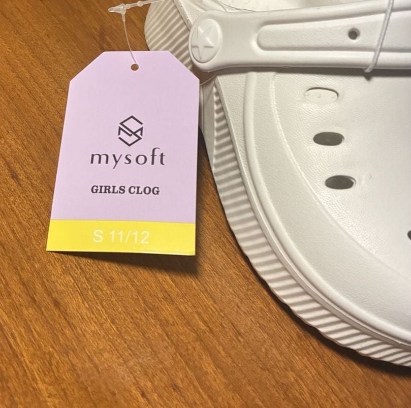 mysoft Girls Clog Size 11/12 White 3