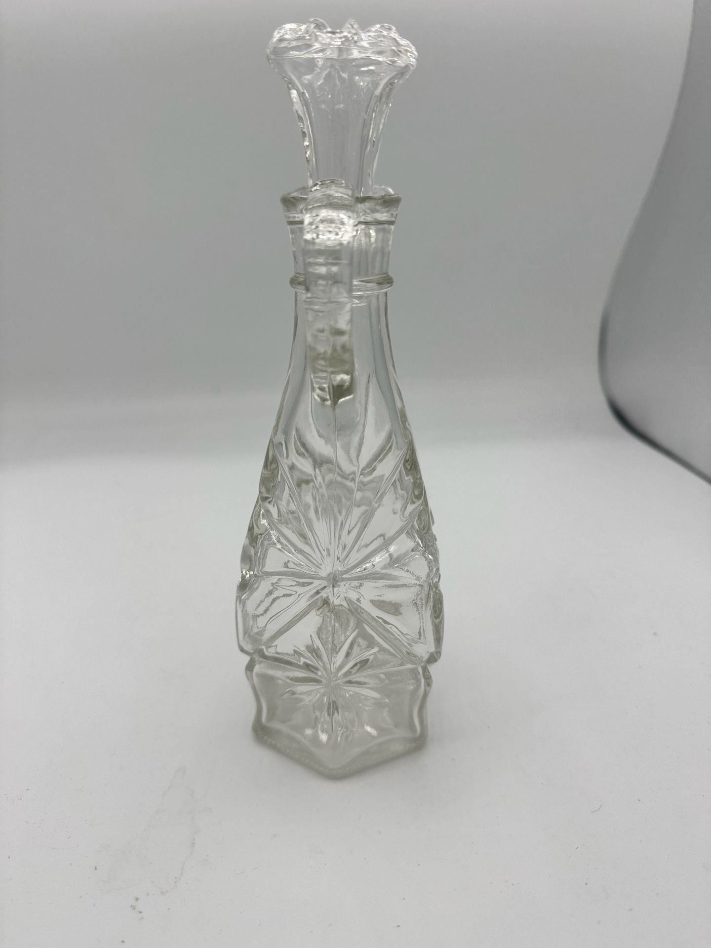 Vintage ⚓️ Hocking Cut ✡️ of David Oil and Vinegar Fluted Cruet Bottle 3