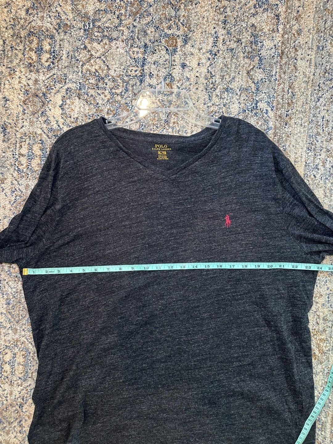 Polo Ralph Lauren Long Sleeve V-Neck T-Shirt Size XL Charcoal Gray 4
