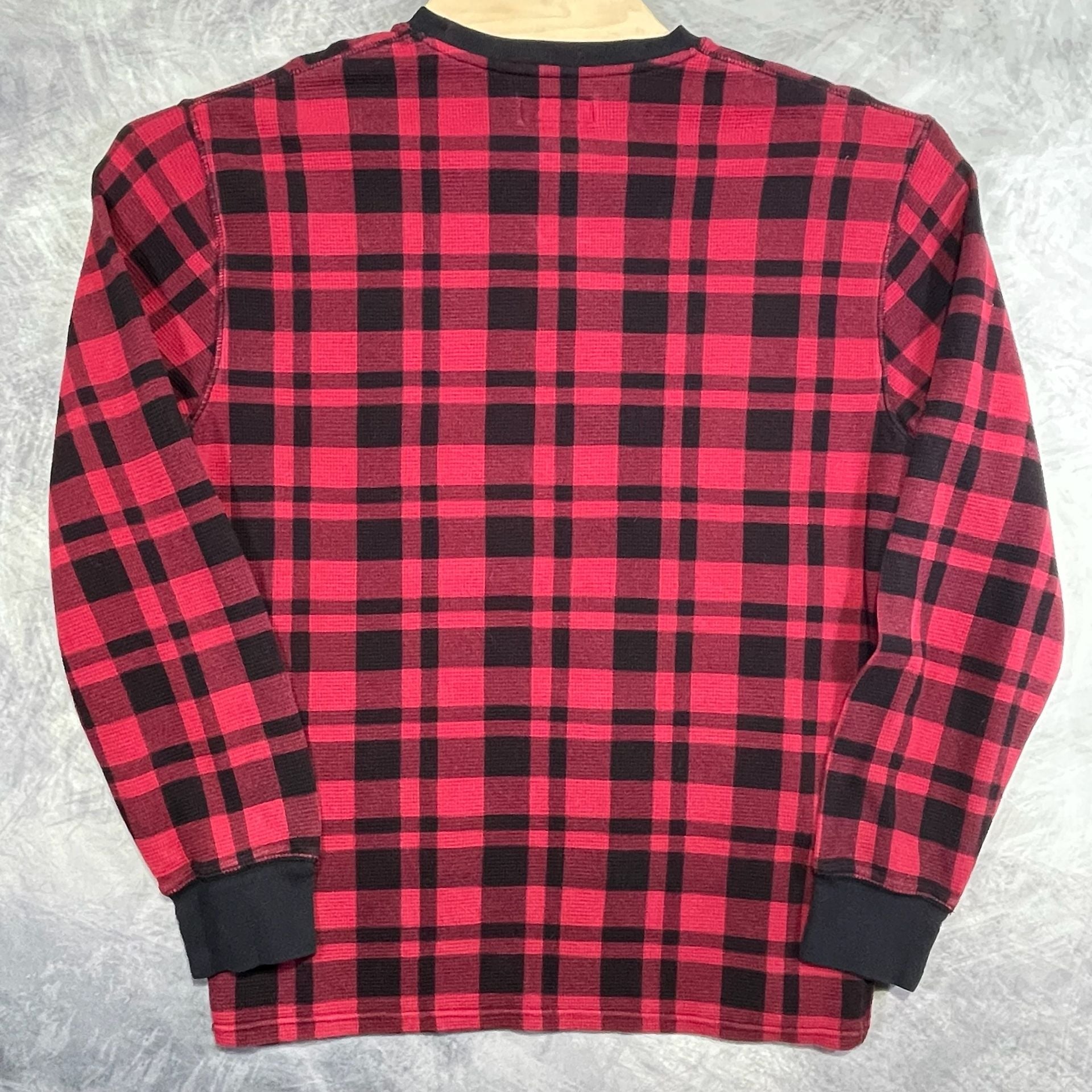 Polo Ralph Lauren Buffalo Plaid Thermal Shirt Size L Red Black Long Sleeve 6