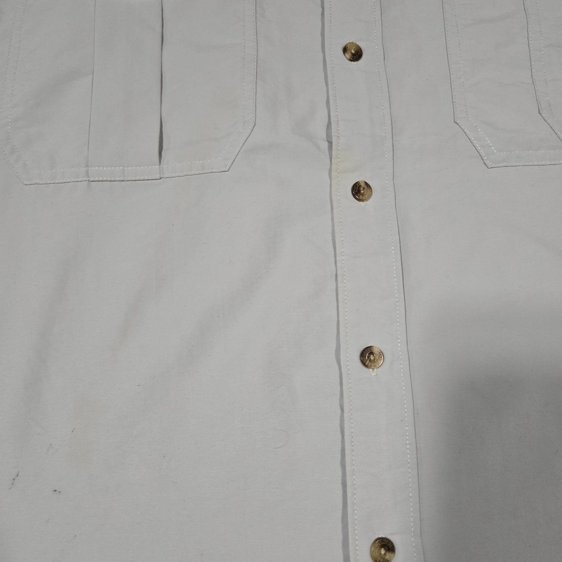 Filson Short Sleeve Button Up Shirt Size XL Light Blue Fishing 7