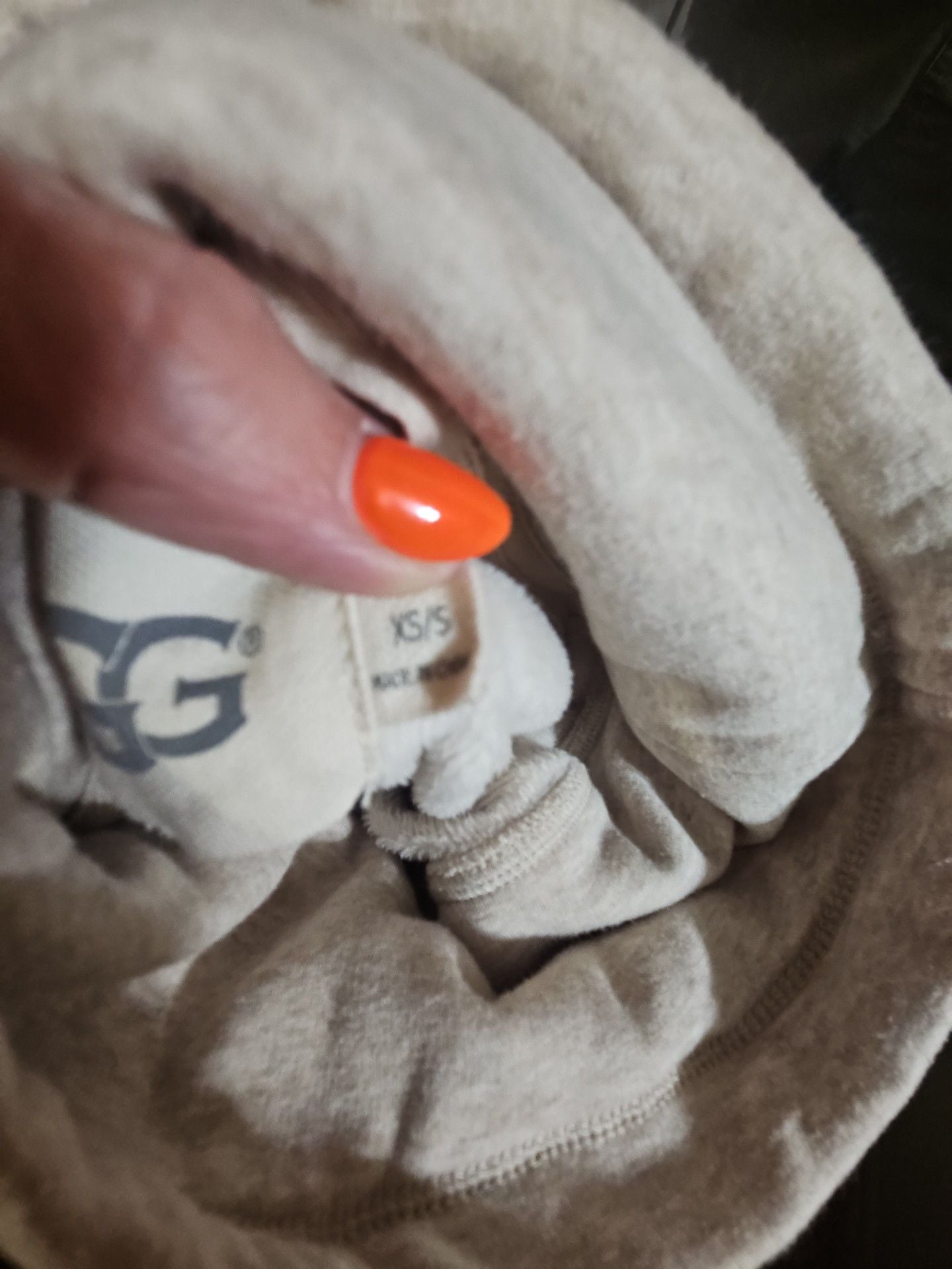 UGG Fuzzy Fleece Cowl Neck Pullover Hoodie Size XS/S Cream 5