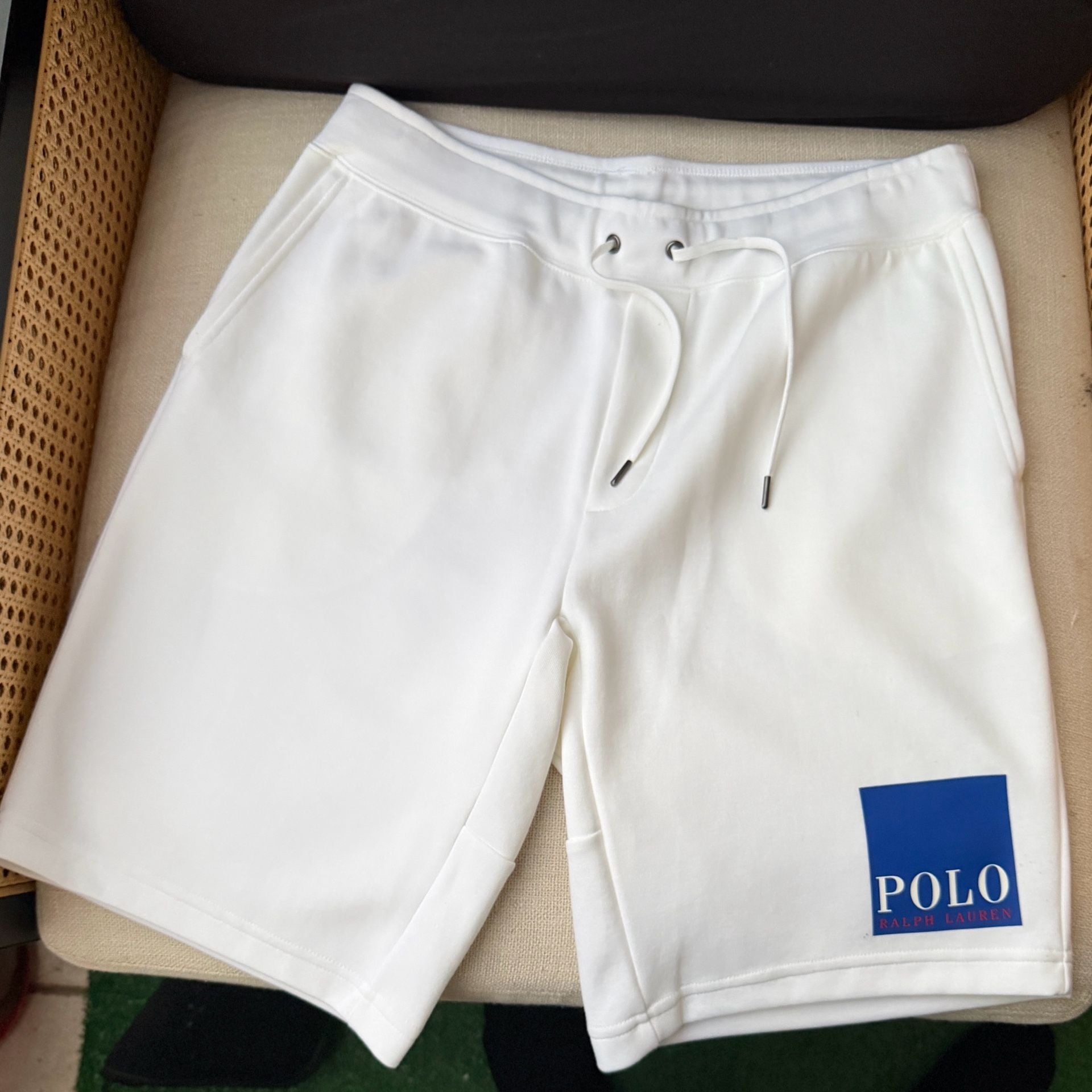 e: Polo Ralph Lauren Men’s White Fleece Drawstring Shorts Size S 2