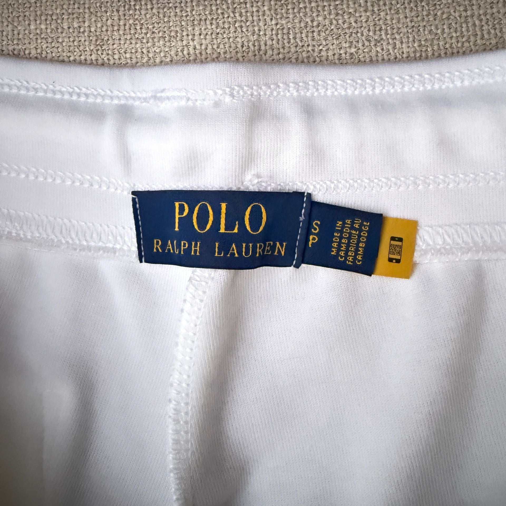 e: Polo Ralph Lauren Men’s White Fleece Drawstring Shorts Size S 3