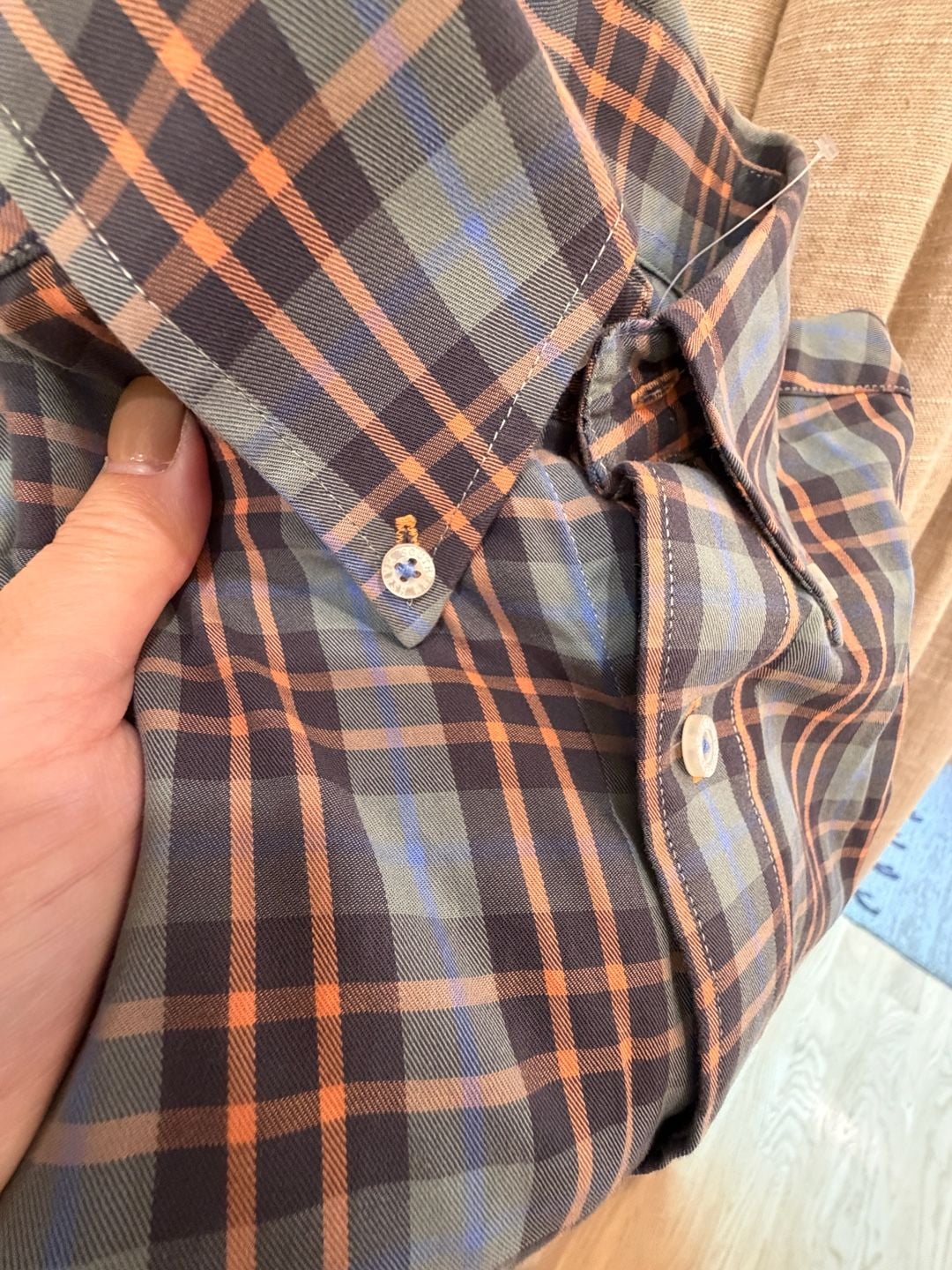 Southern Marsh Plaid Button Down Shirt Size S Blue Orange Long Sleeve 9