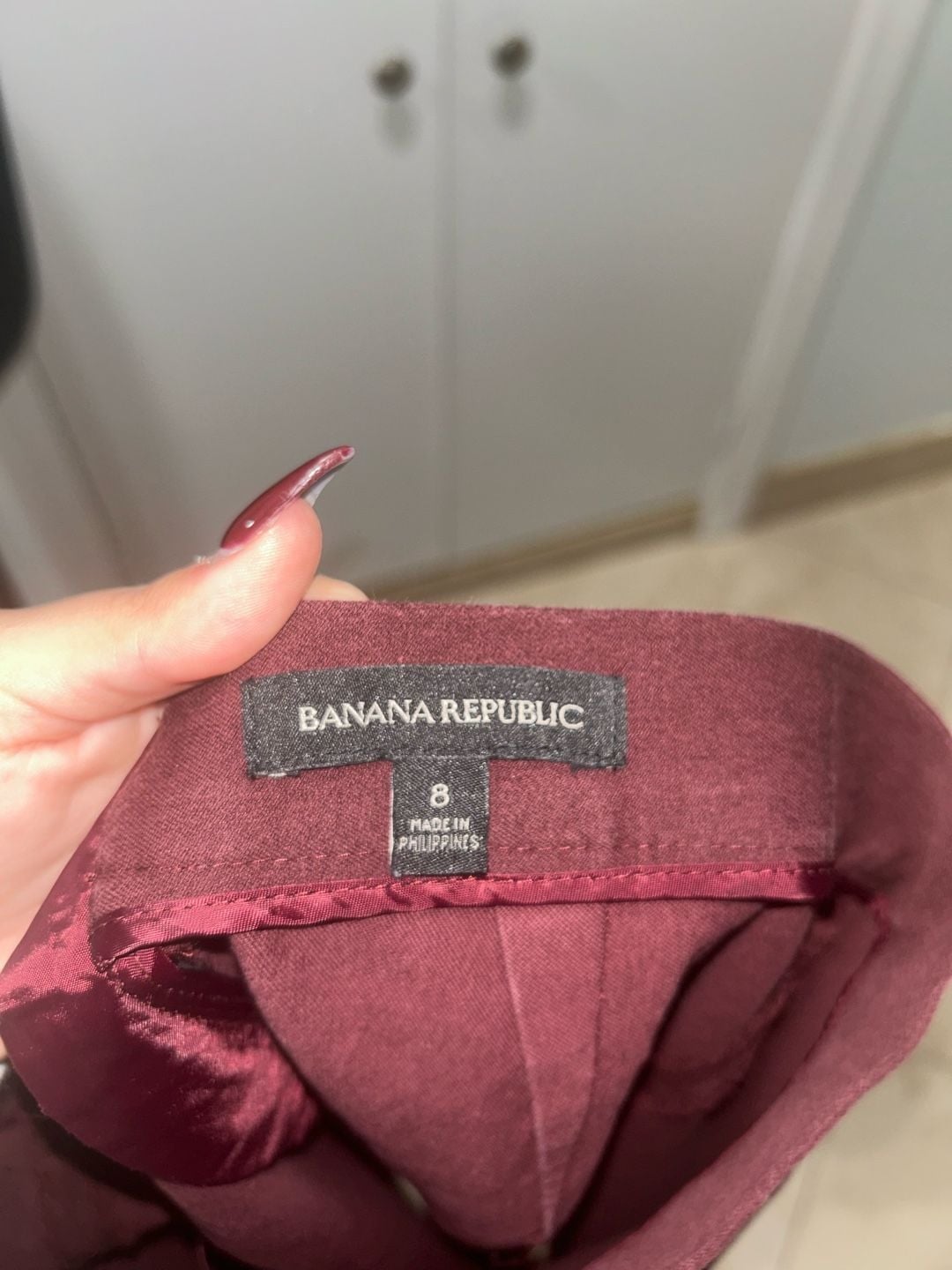 Banana Republic Pencil Skirt Size 8 Burgundy Faux Suede Midi 7