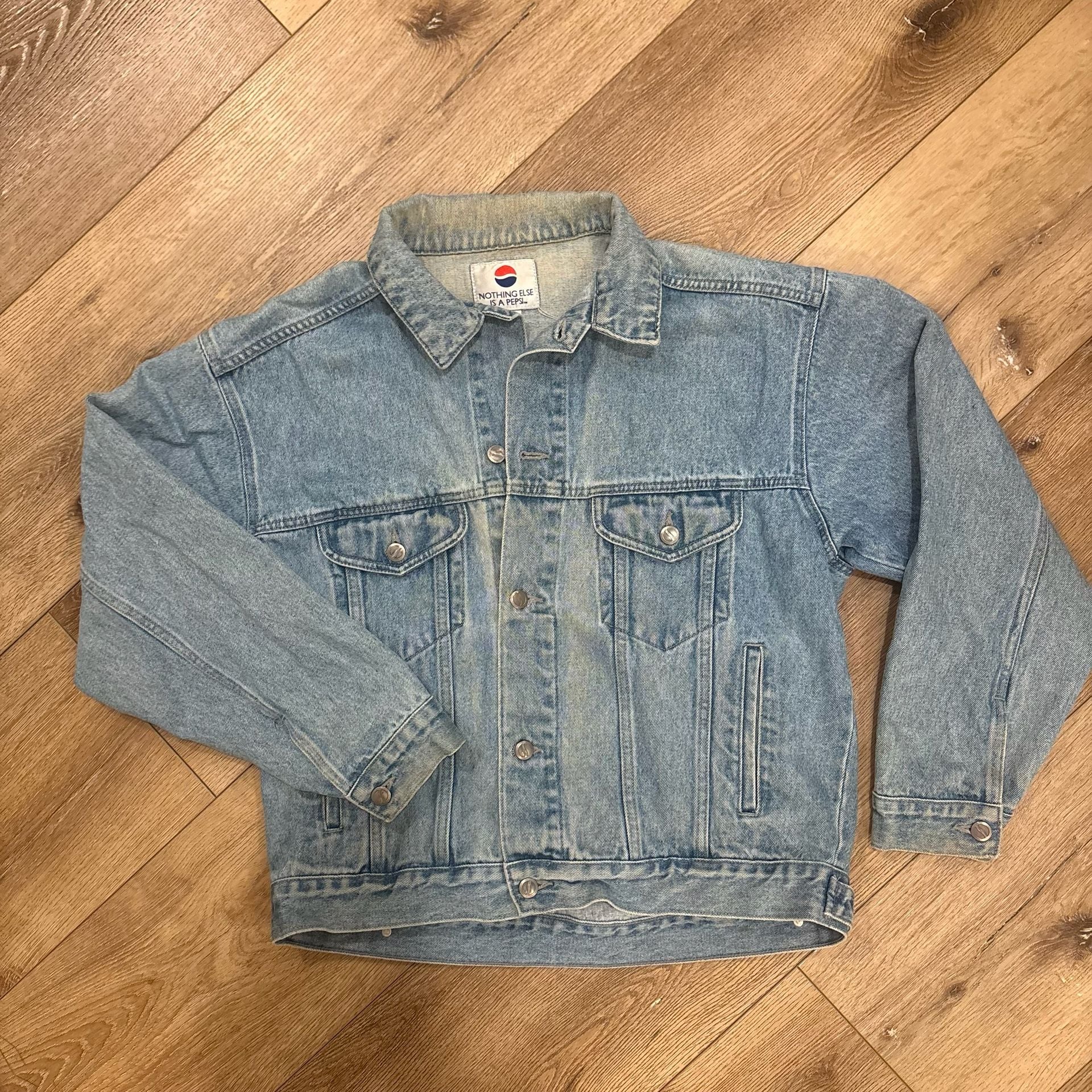 Vintage Pepsi Denim Trucker Jacket M Light Wash 90s Y2K Nothing Else Is Pepsi 9