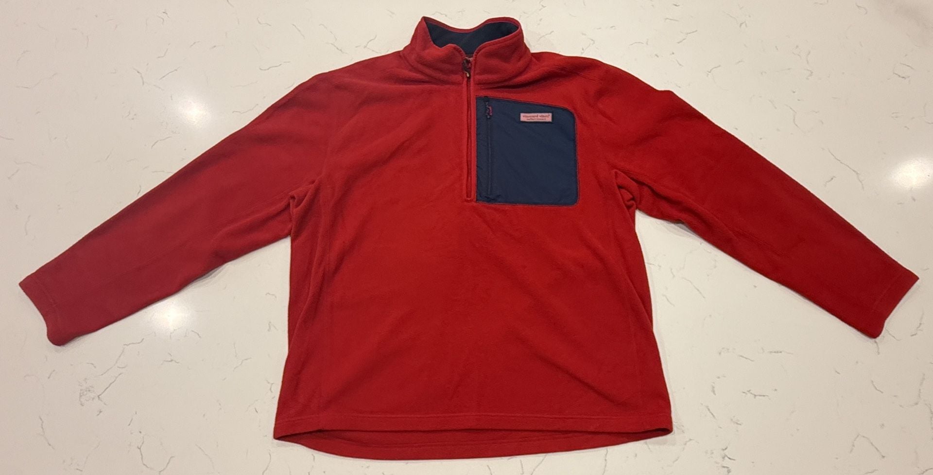 Vineyard Vines Fleece Pullover Size XL Red Quarter Zip 2