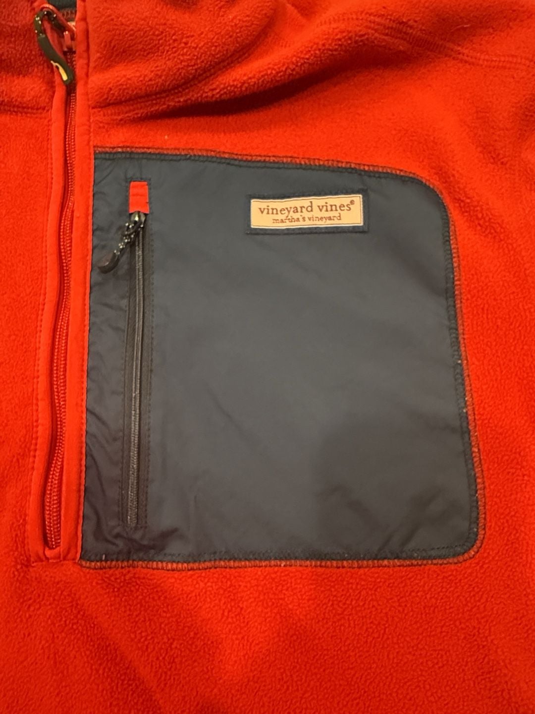 Vineyard Vines Fleece Pullover Size XL Red Quarter Zip 3