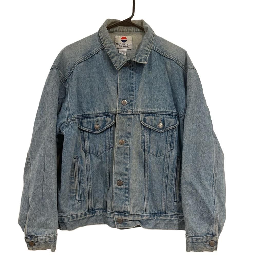Vintage Pepsi Denim Trucker Jacket M Light Wash 90s Y2K Nothing Else Is Pepsi 2