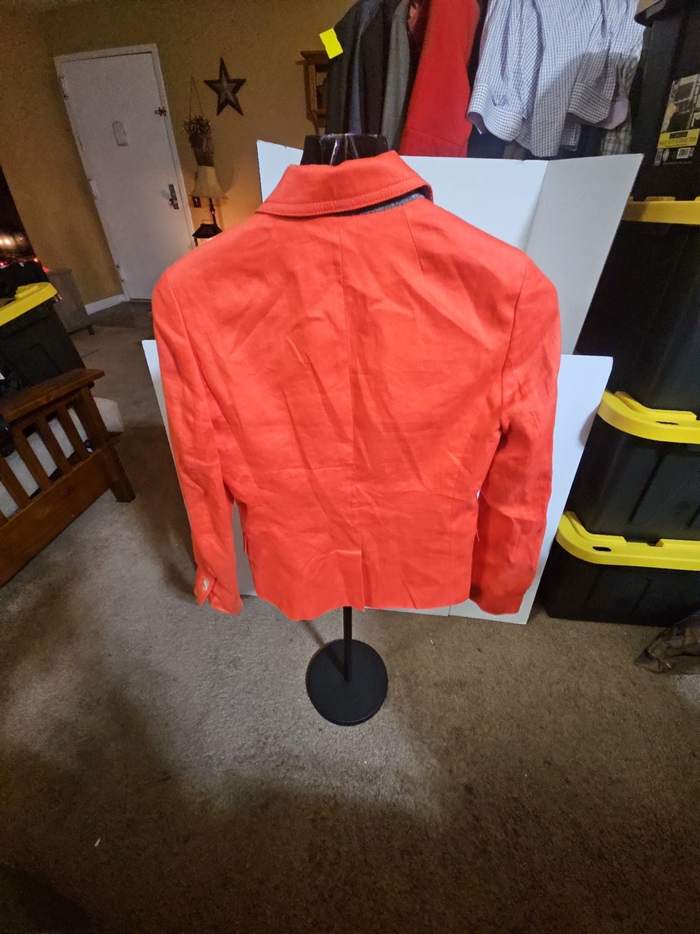 J.Crew Blazer Size 0 Orange Linen Cotton Blend Two Button Jacket 3