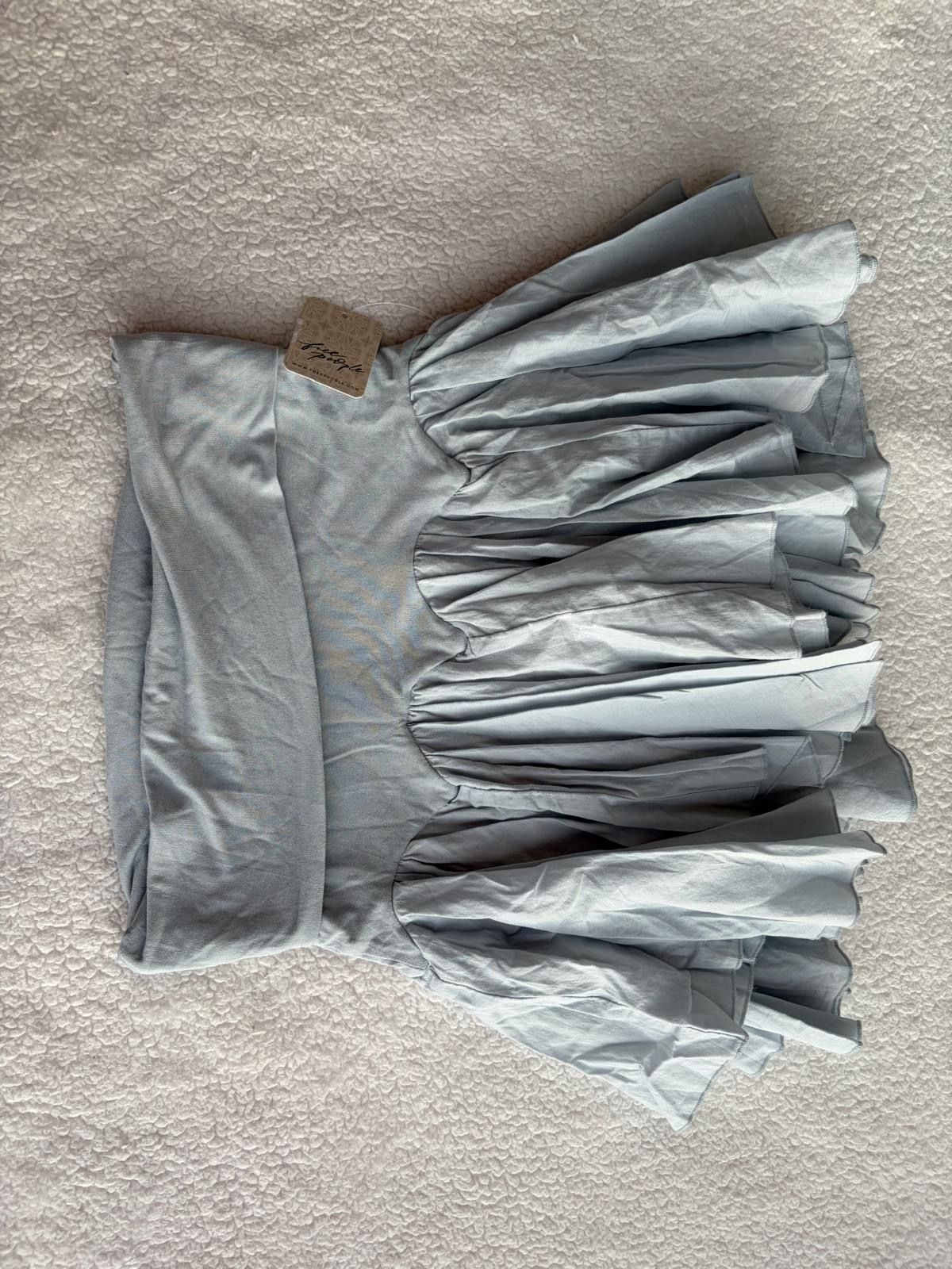 Free People Ruffle Mini Skirt Size S Blue 1