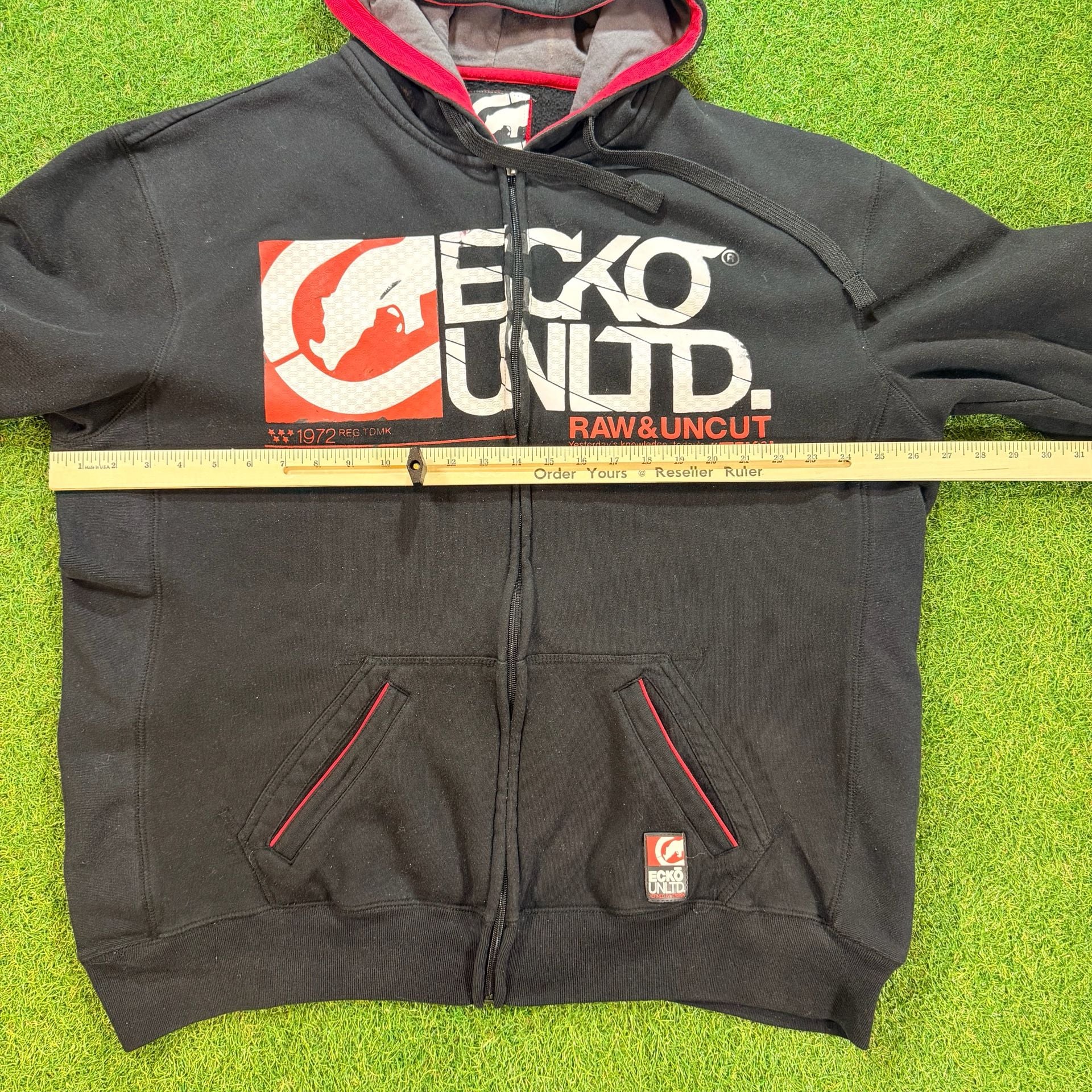 Ecko Unltd. Zip Hoodie Size XXL Black Raw & Uncut Logo Graphic 7