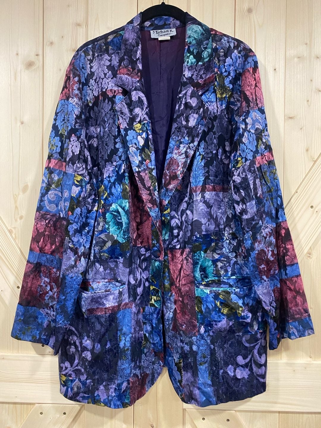 Michael K. Company Vintage Floral Brocade Patchwork Blazer Jacket 2