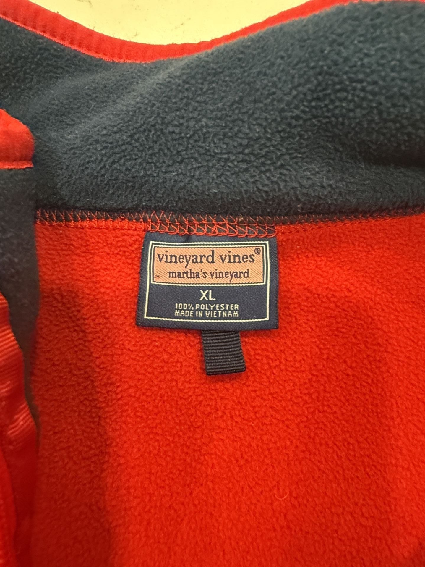 Vineyard Vines Fleece Pullover Size XL Red Quarter Zip 5