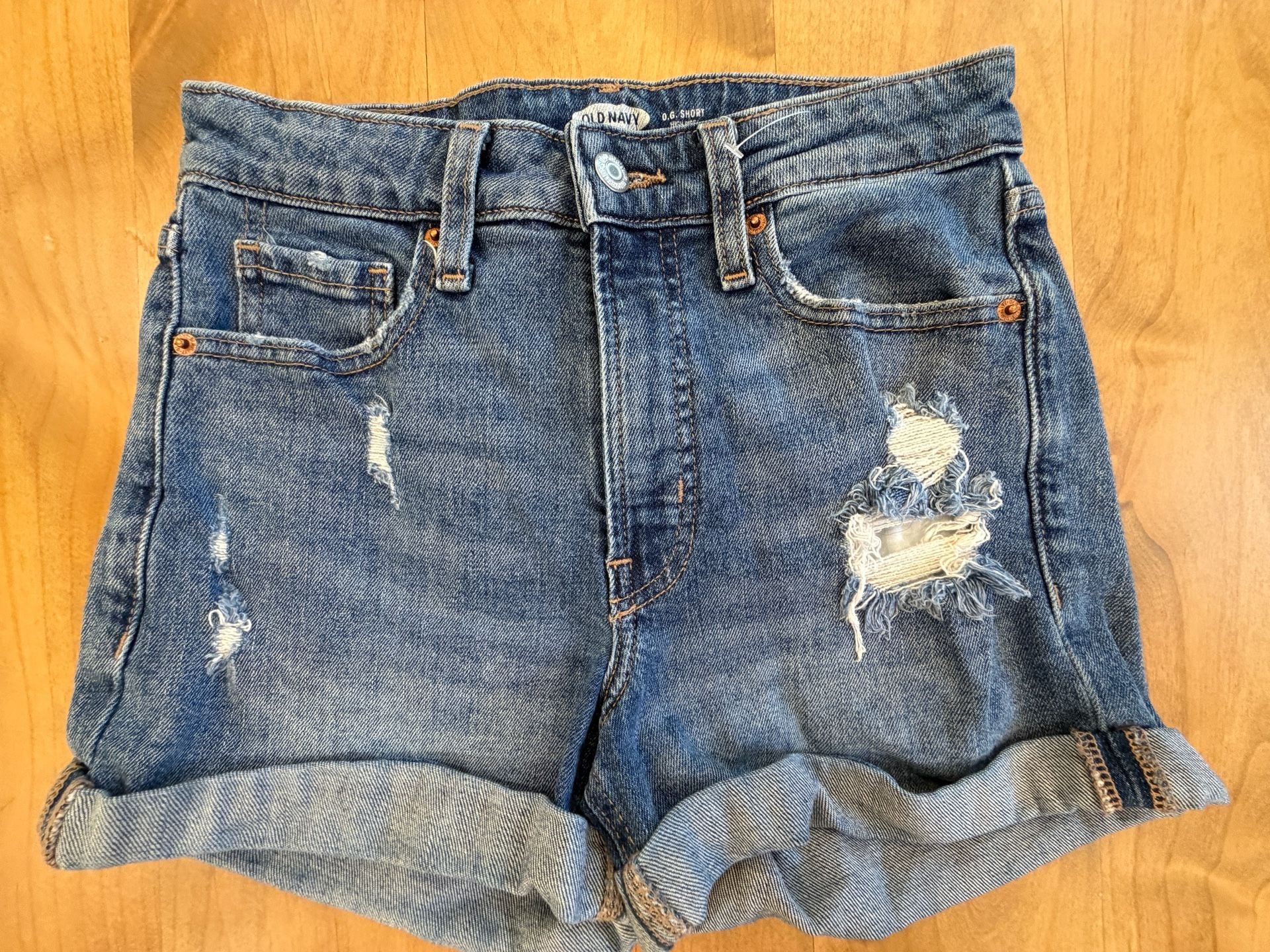 Old Navy O.G. Short High Rise Jean Shorts Size 2 Distressed Rolled Cuff 1
