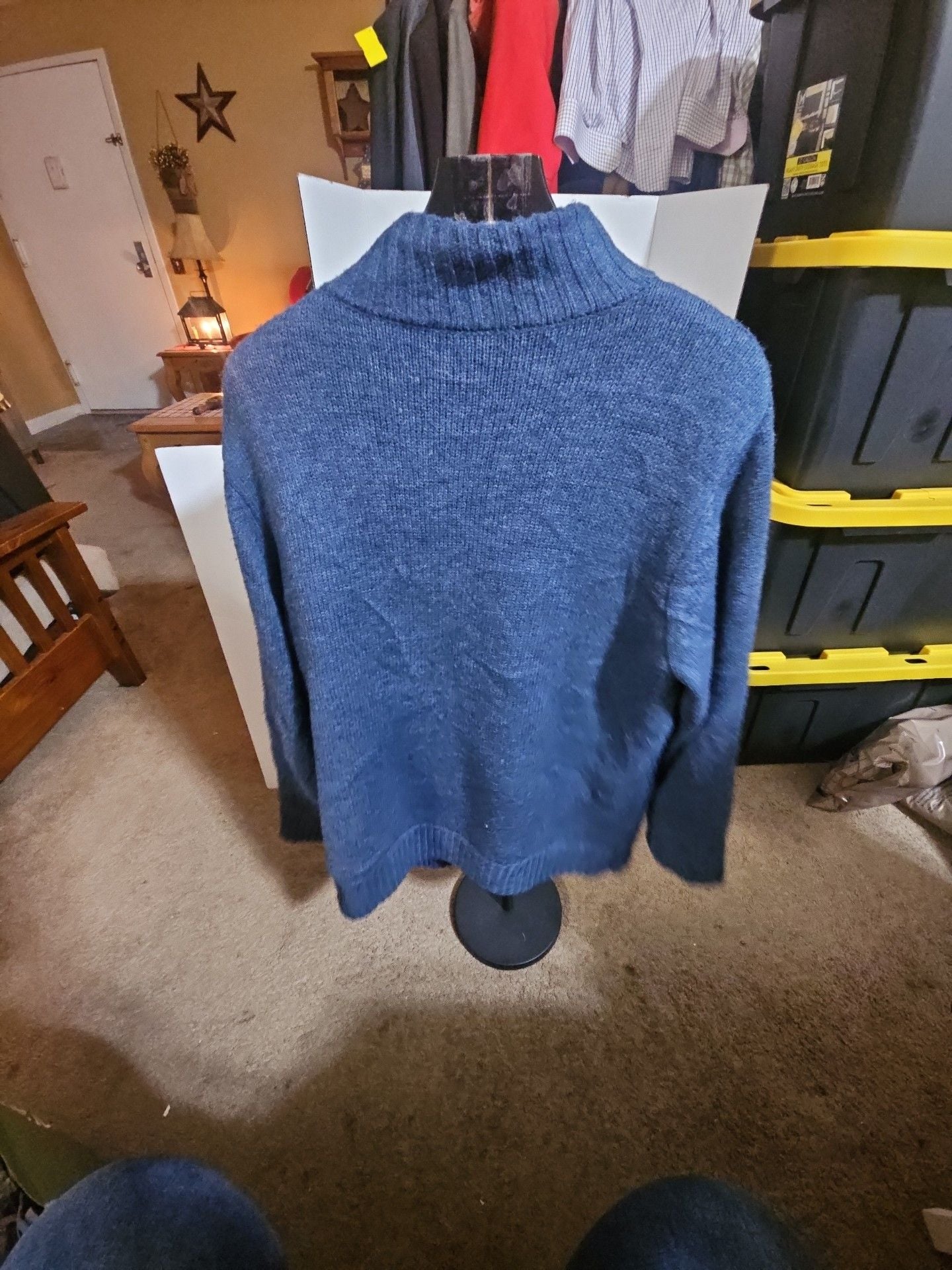 Field & Stream Full Zip Sweater Size L Blue Sherpa Lined 3