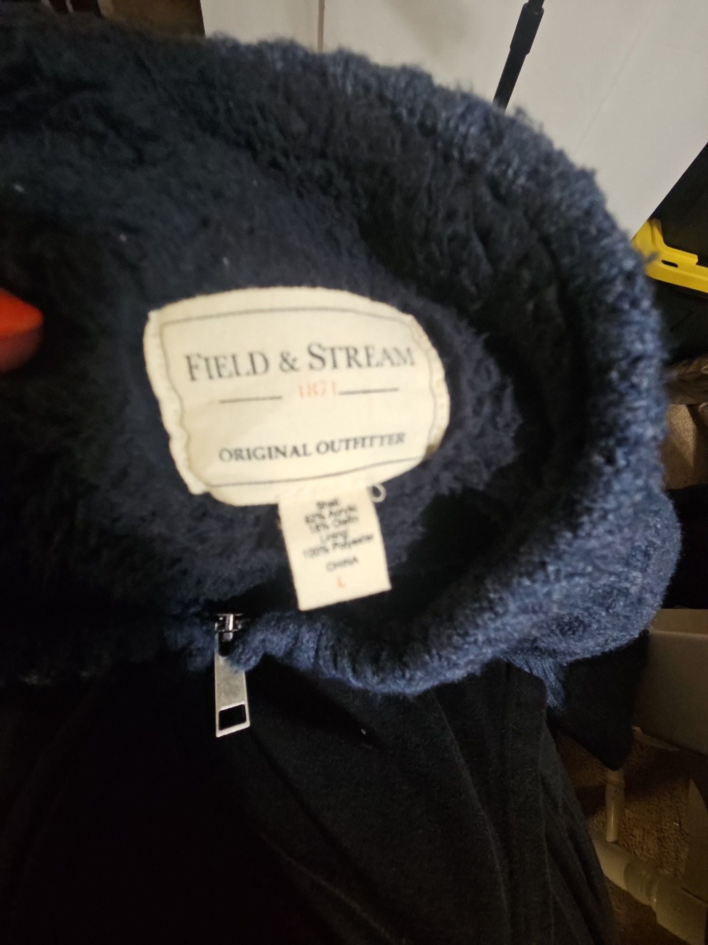Field & Stream Full Zip Sweater Size L Blue Sherpa Lined 4