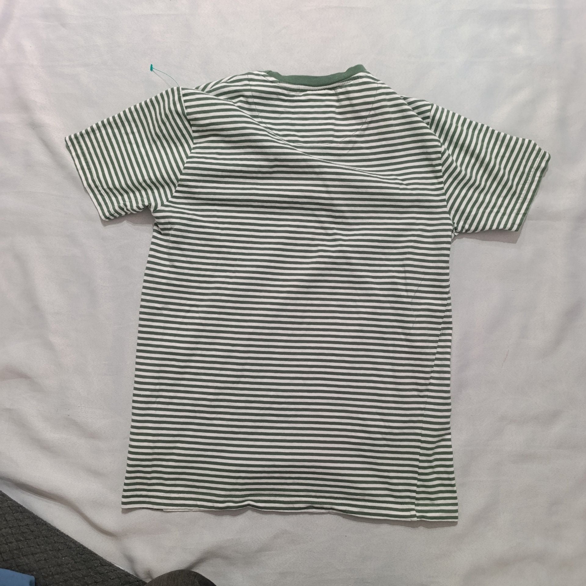 Denim & Flower Striped T-Shirt Size S Green 7