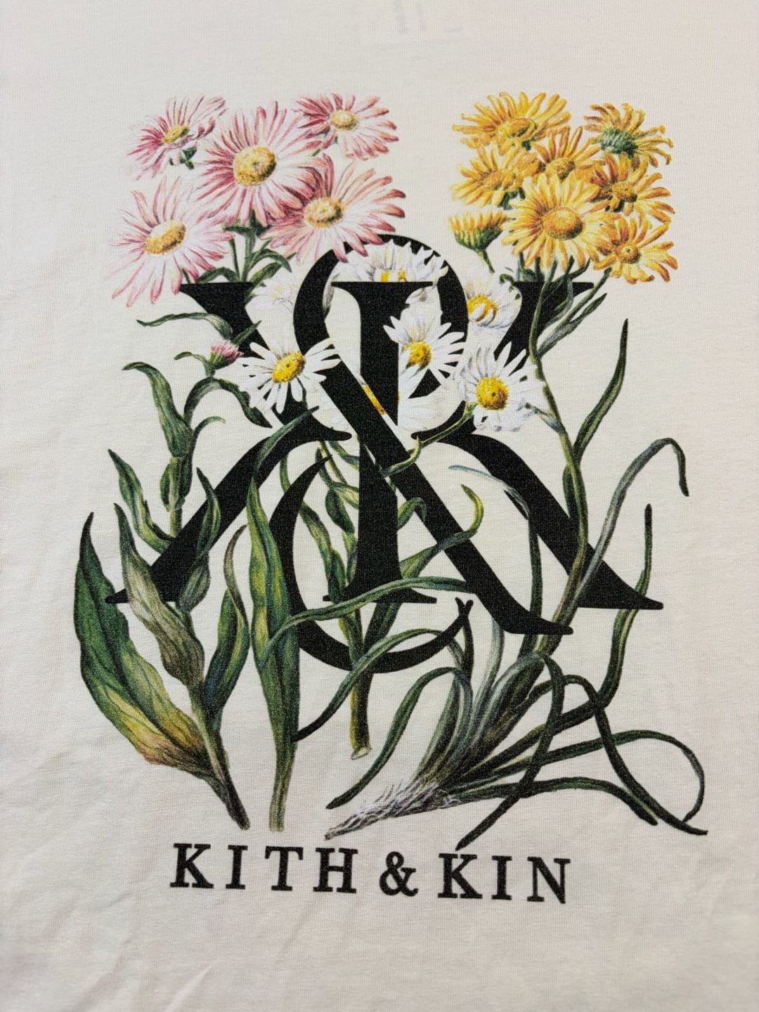 Kith Kith & Kin Graphic T-Shirt Cream Floral Size M (OF) 4
