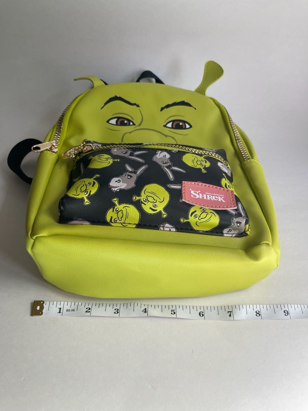 DreamWorks Shrek Character Mini Backpack Green Faux Leather 11