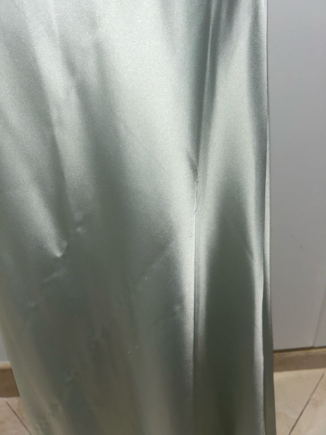 Satin Maxi Skirt Light Green Long Silk-Like Slip Skirt 6