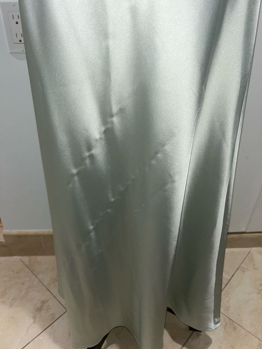Satin Maxi Skirt Light Green Long Silk-Like Slip Skirt 8