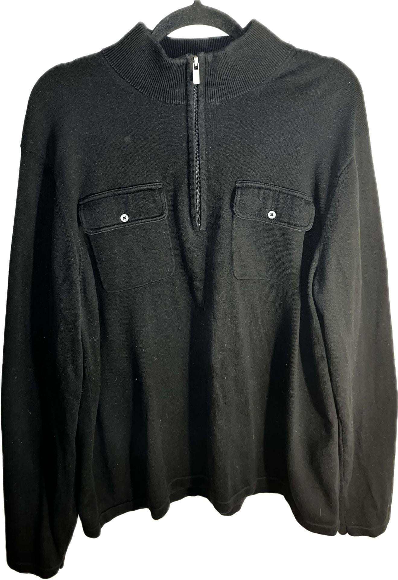 Michael Michael Kors 1/4 Zip Sweater Size XL Black Cotton 2
