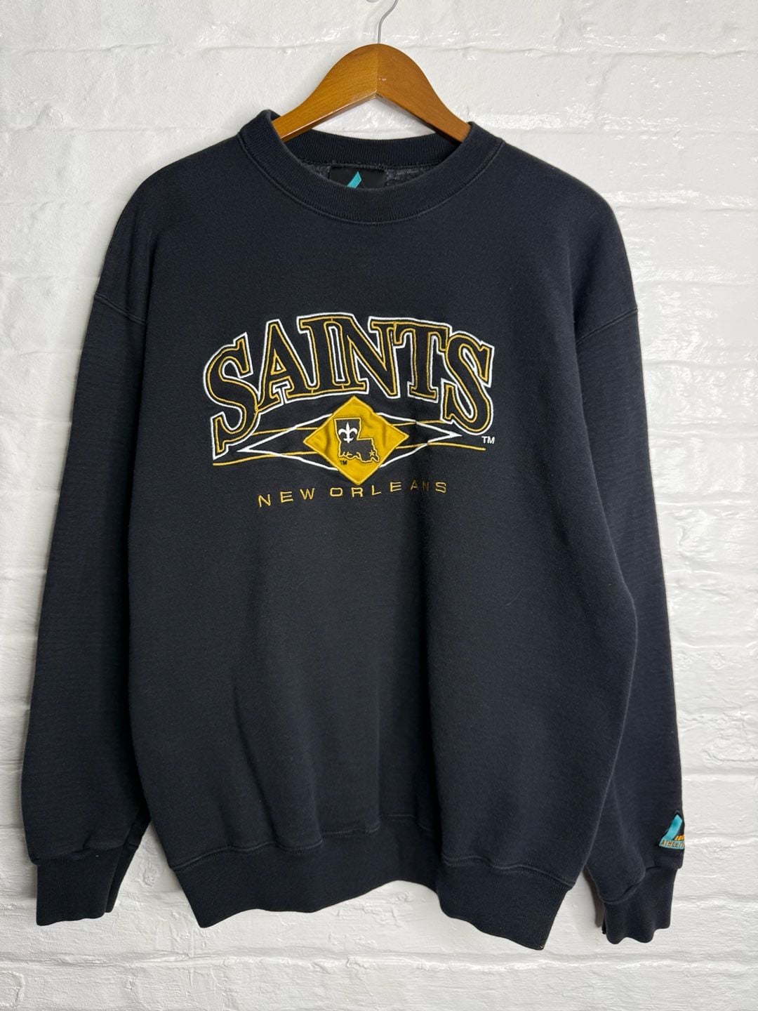 Logo Athletic New Orleans Saints Sweatshirt Size Medium Black NFL Vintage 2