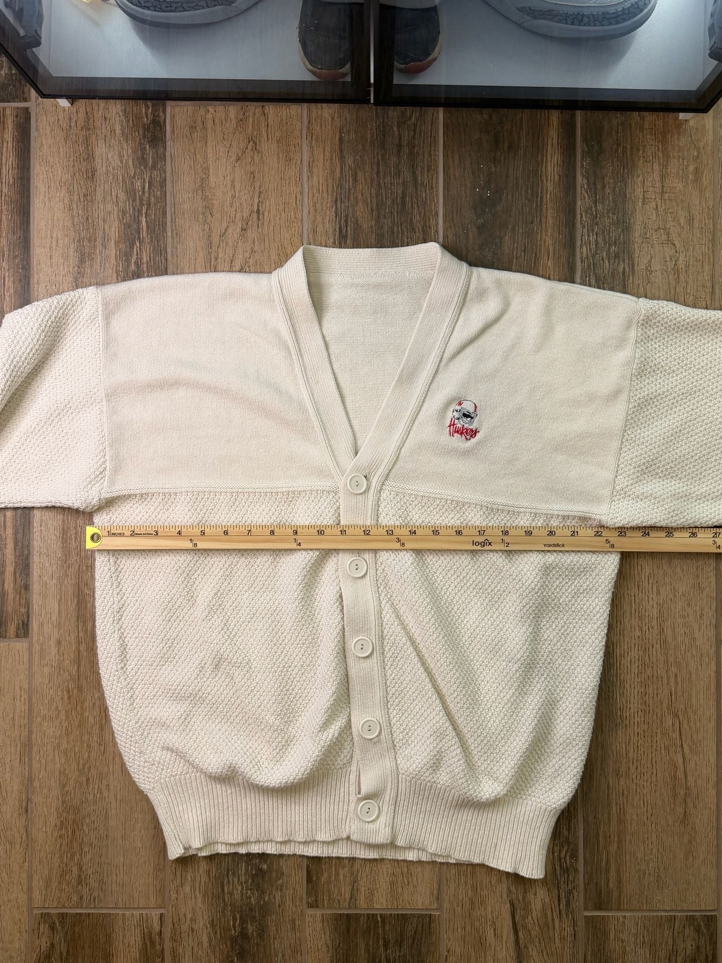 Nebraska Cornhuskers Vintage Knit Cardigan Sweater Off White No Tag 5