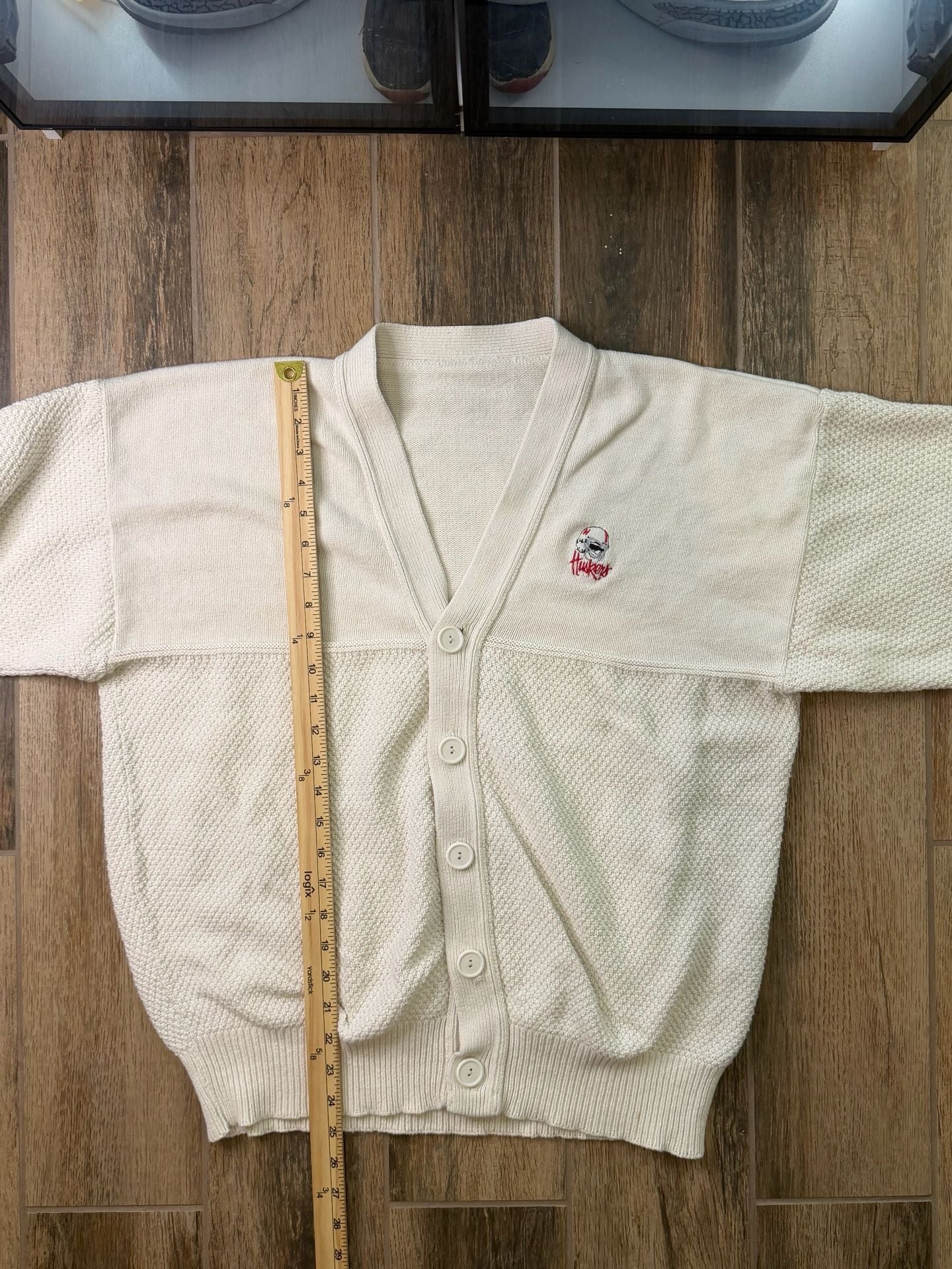 Nebraska Cornhuskers Vintage Knit Cardigan Sweater Off White No Tag 6