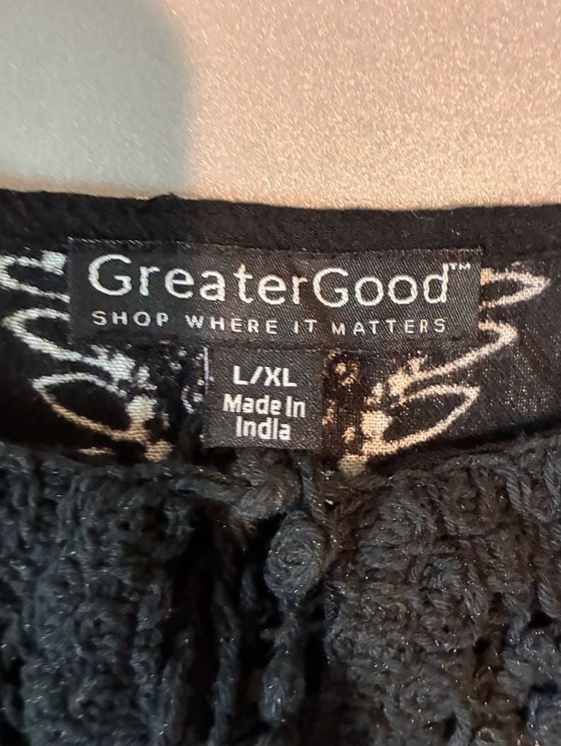 Greater Good Blouse Black White Paisley Size L 5
