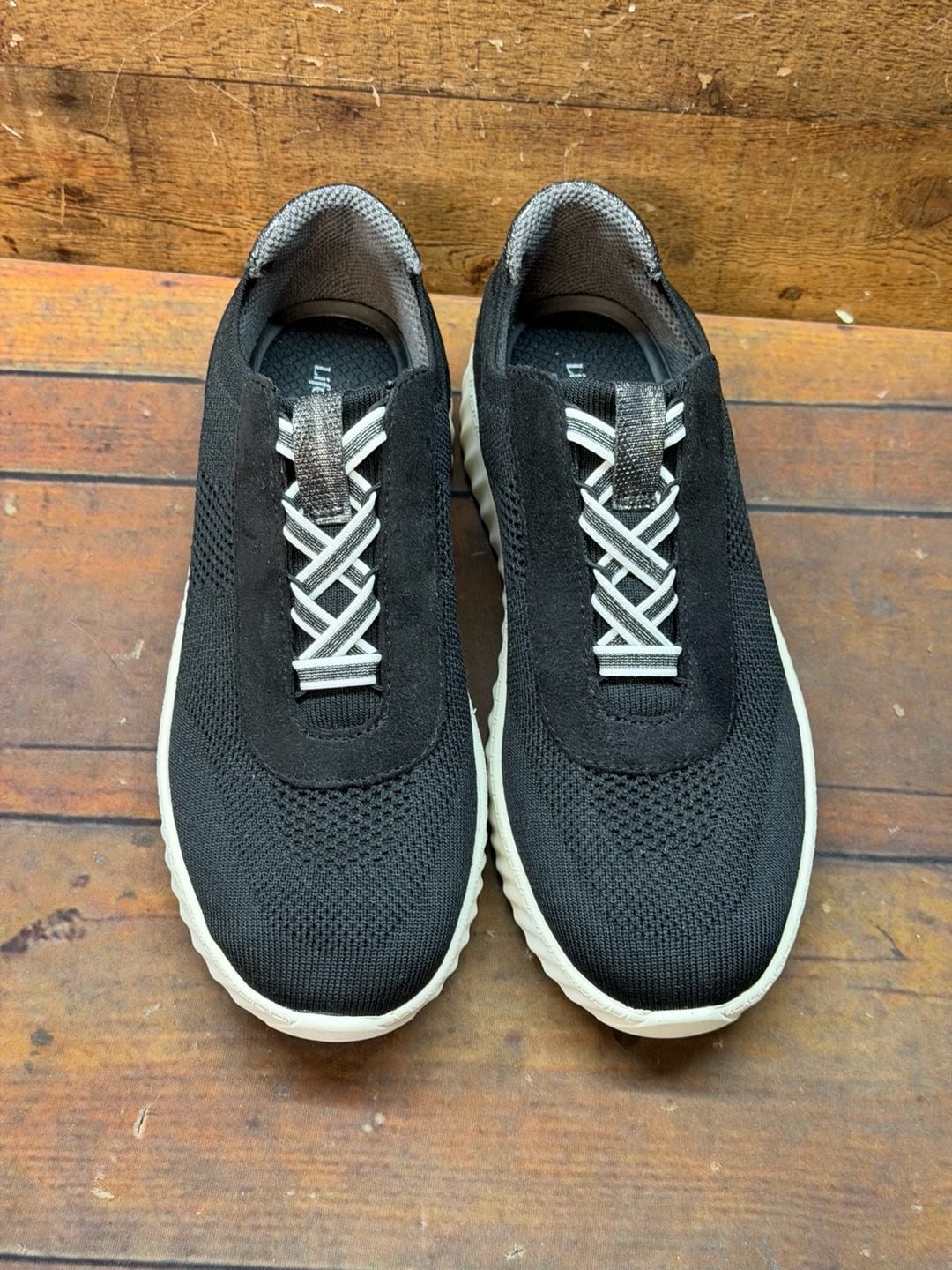 LifeStride Sneakers Black Knit Slip On Shoes size 7.5 6