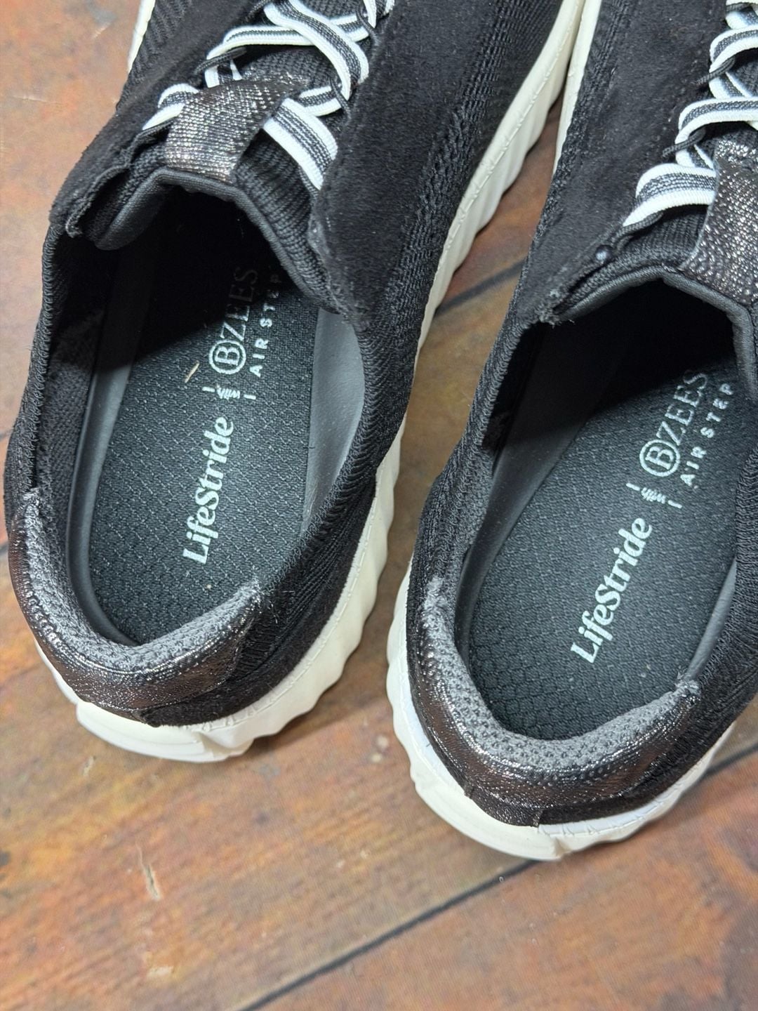 LifeStride Sneakers Black Knit Slip On Shoes size 7.5 7