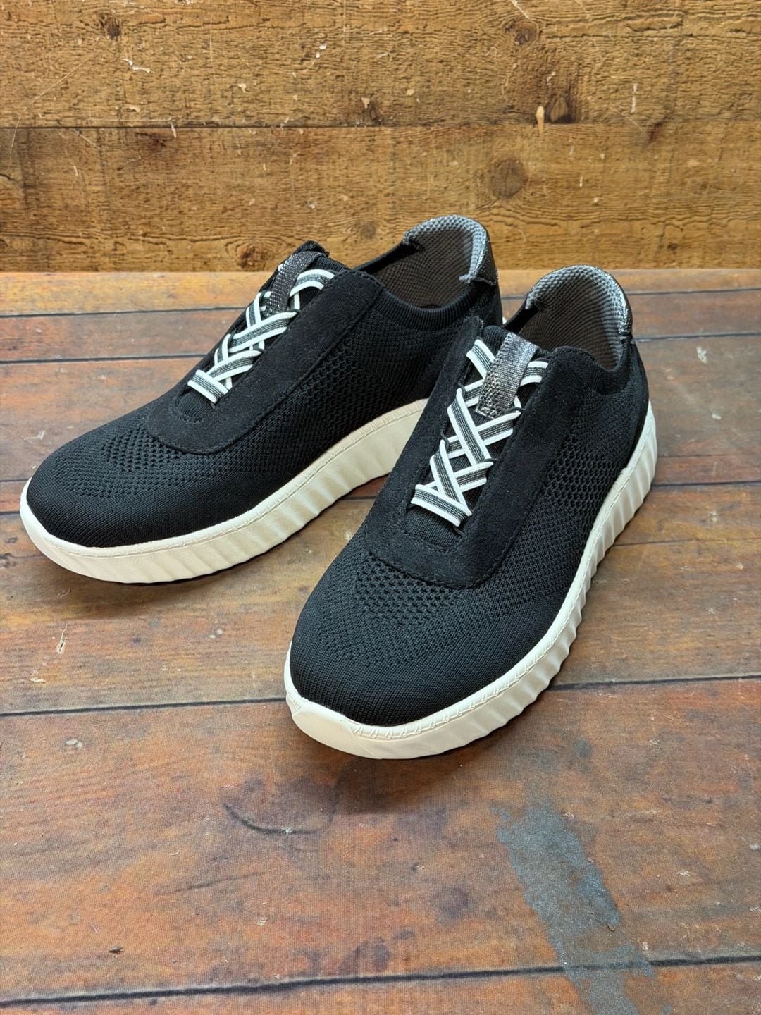 LifeStride Sneakers Black Knit Slip On Shoes size 7.5 9