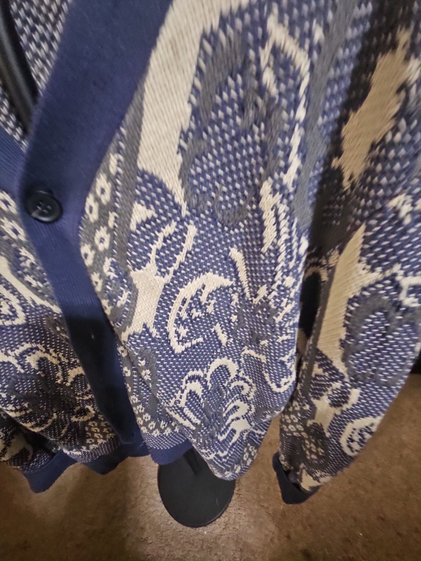 TRUTH Cardigan Sweater Size L Blue Patterned Cotton V-Neck 3